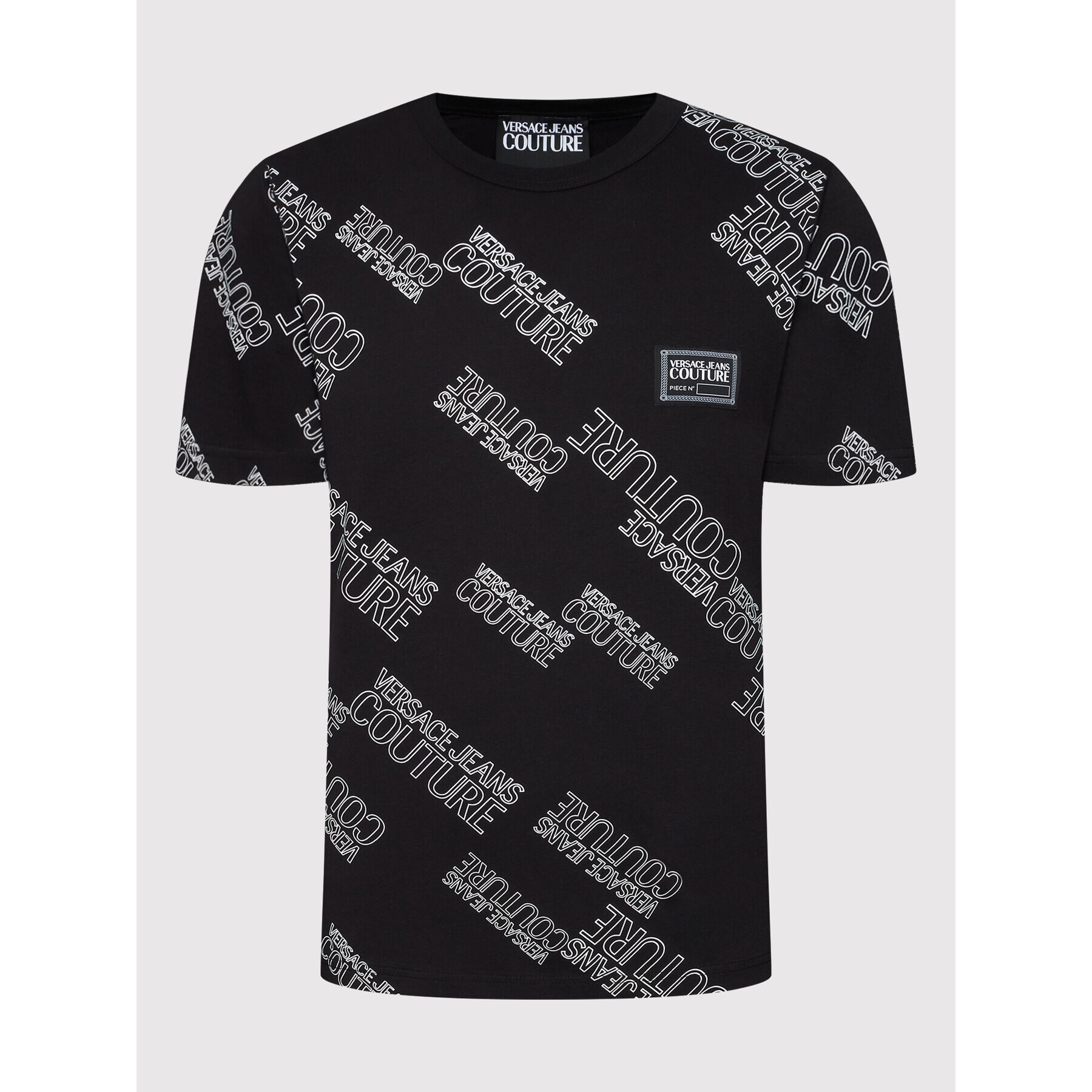 Versace Jeans Couture Тишърт Print Logo 72GAH6R3 Черен Regular Fit - Pepit.bg