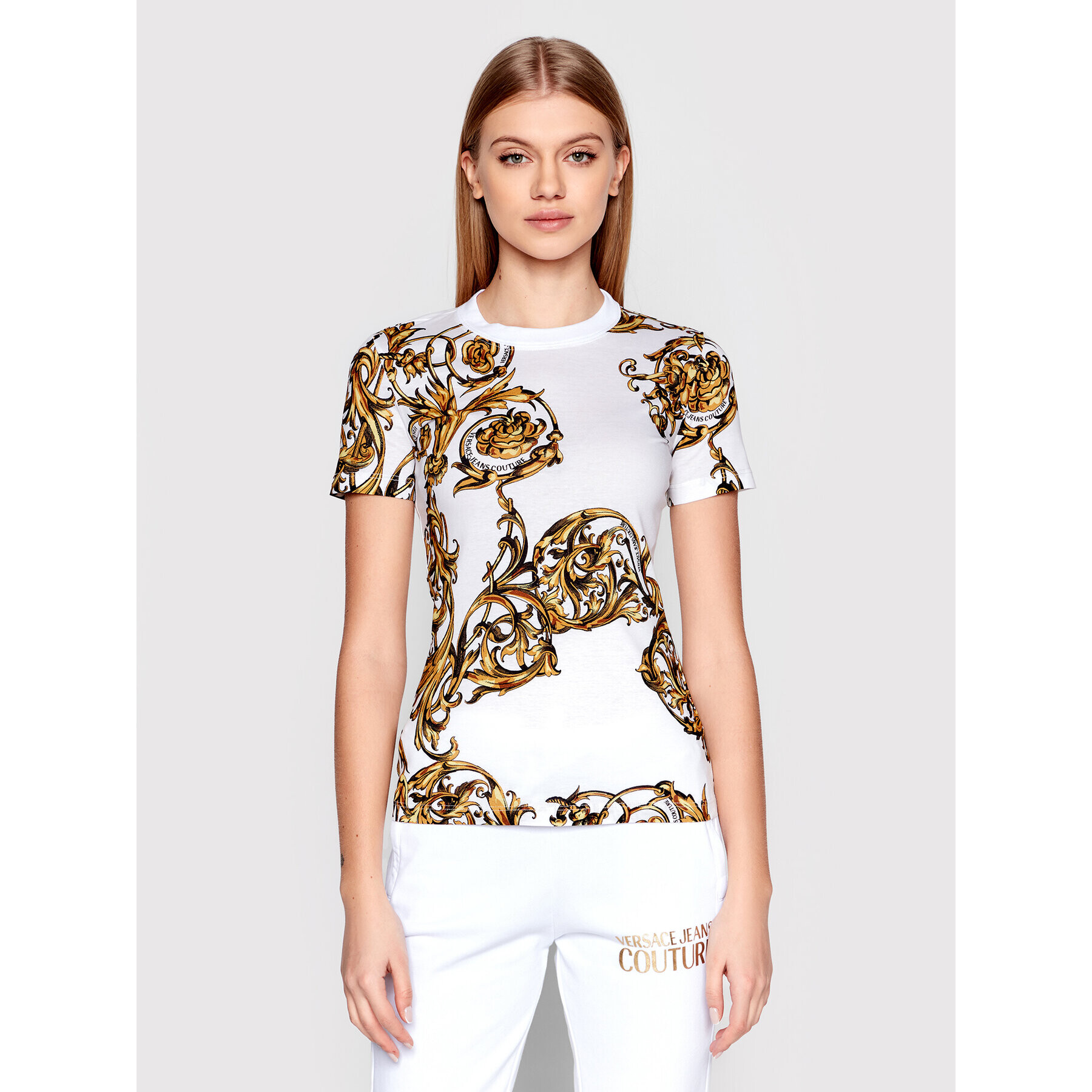 Versace Jeans Couture Тишърт Regalia 72HAH608 Бял Regular Fit - Pepit.bg