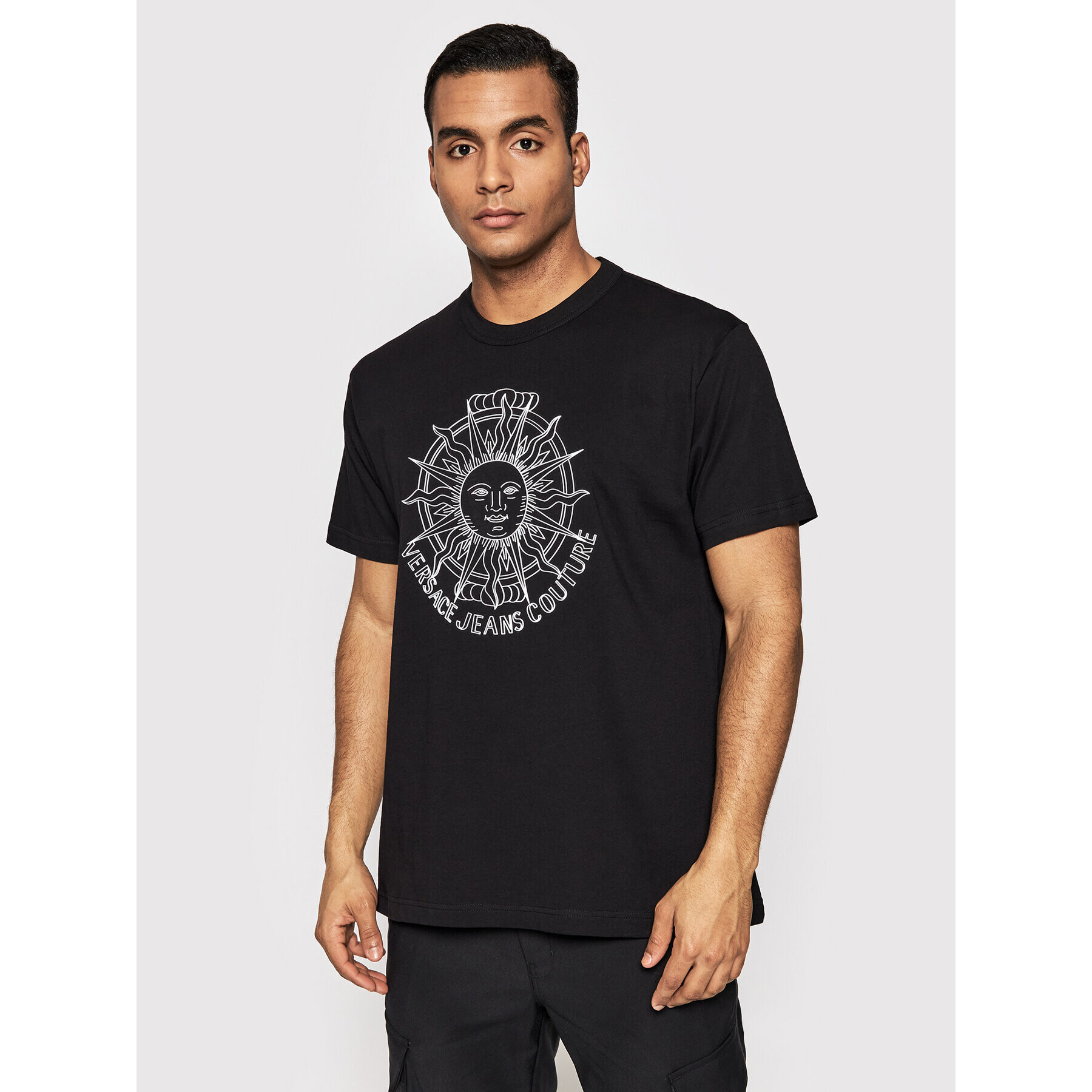 Versace Jeans Couture Тишърт Sun Outline 72GAHT11 Черен Regular Fit - Pepit.bg