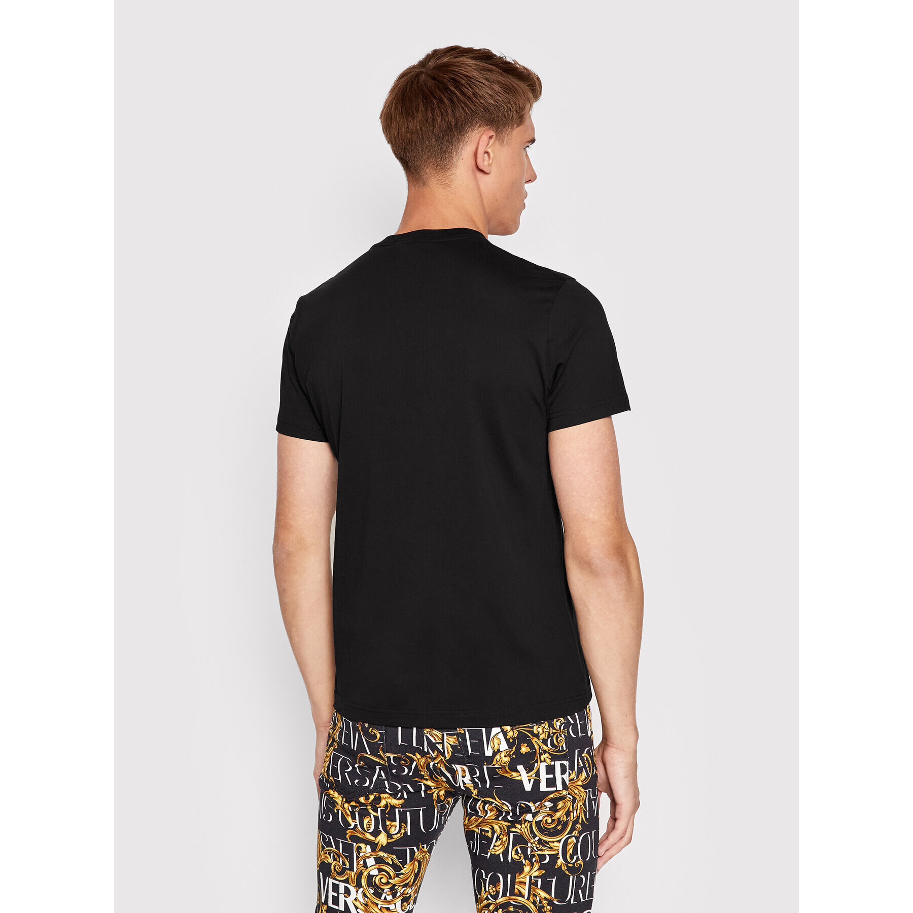 Versace Jeans Couture Тишърт Thick Foil 73GAHT01 Черен Regular Fit - Pepit.bg