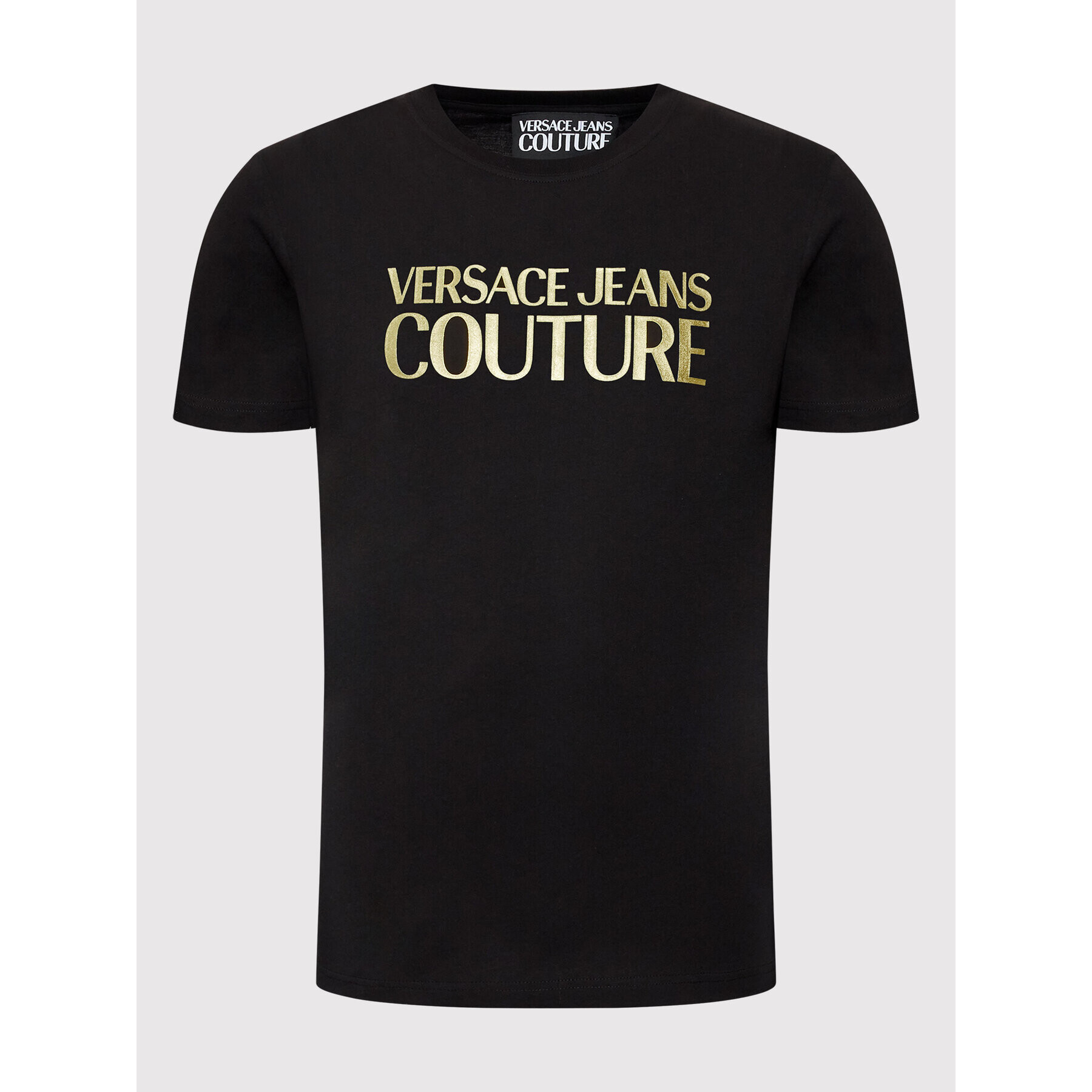 Versace Jeans Couture Тишърт Thick Foil 73GAHT01 Черен Regular Fit - Pepit.bg