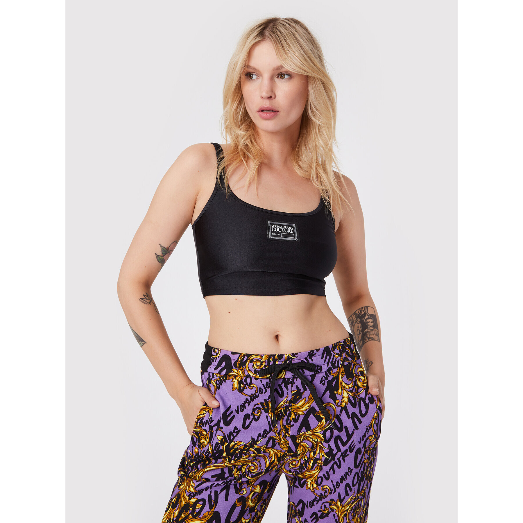 Versace Jeans Couture топ 73HAM615 Черен Slim Fit - Pepit.bg