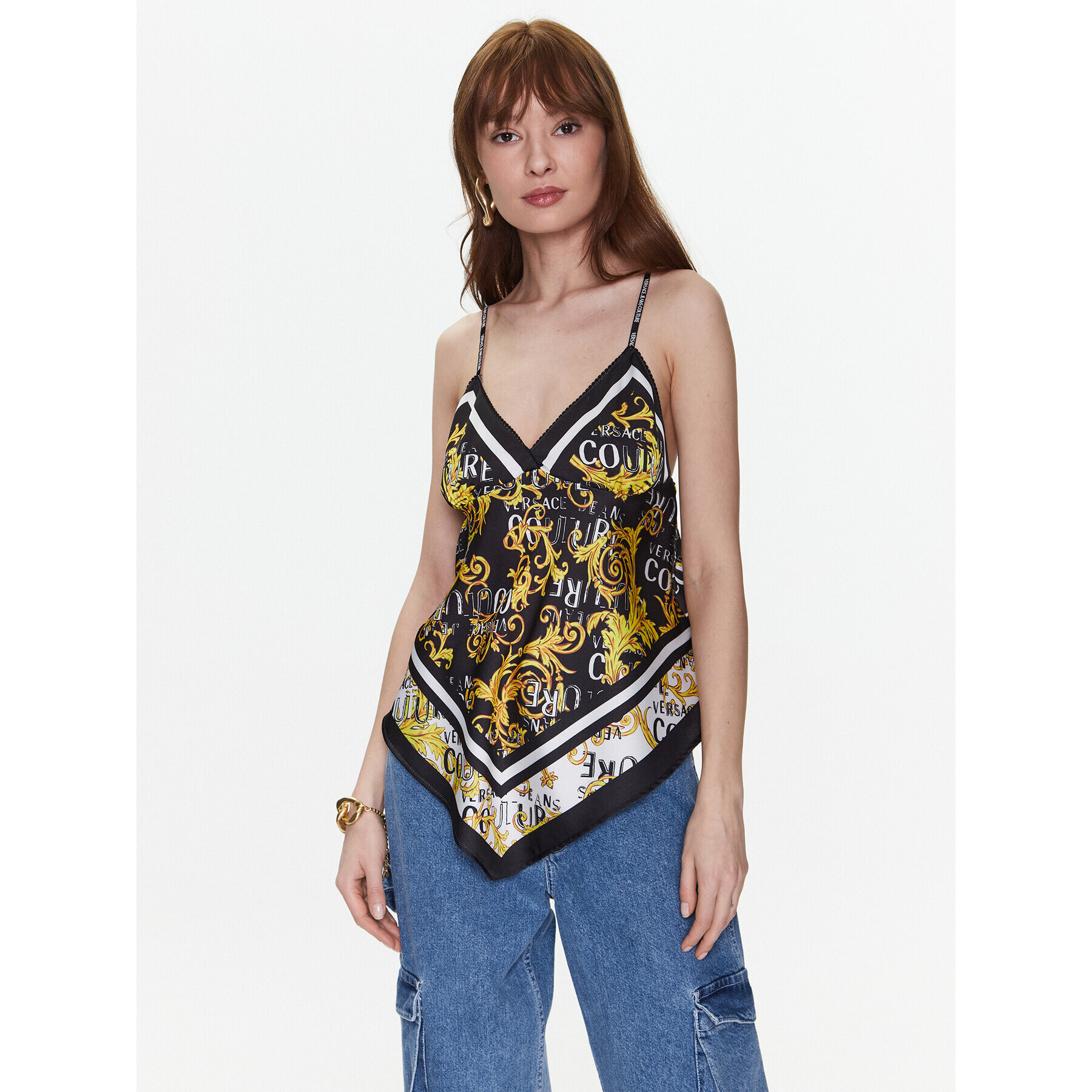 Versace Jeans Couture топ 74HAM2A5 Черен Regular Fit - Pepit.bg