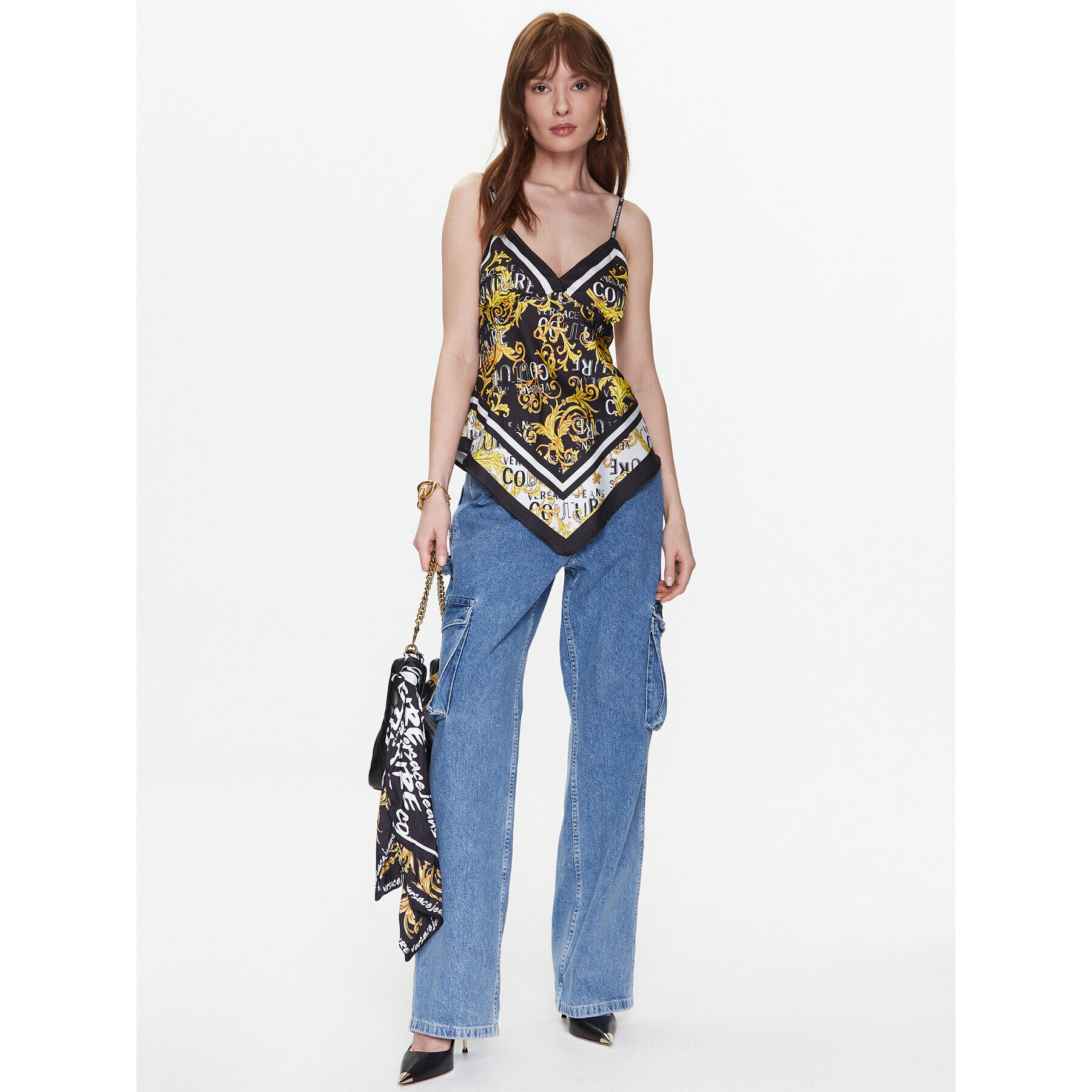 Versace Jeans Couture топ 74HAM2A5 Черен Regular Fit - Pepit.bg