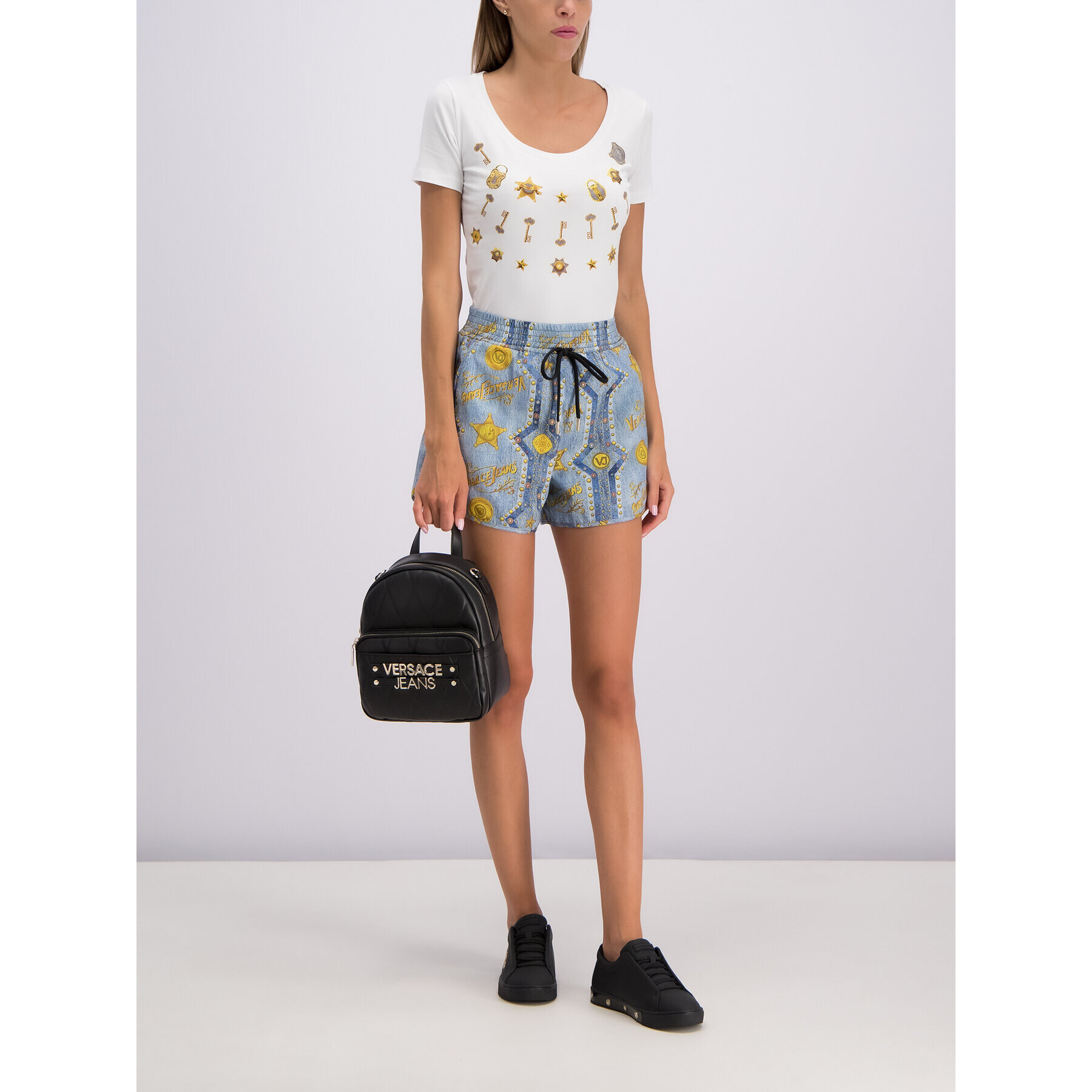 Versace Jeans Тишърт B2HTB7P1 Бял Regular Fit - Pepit.bg
