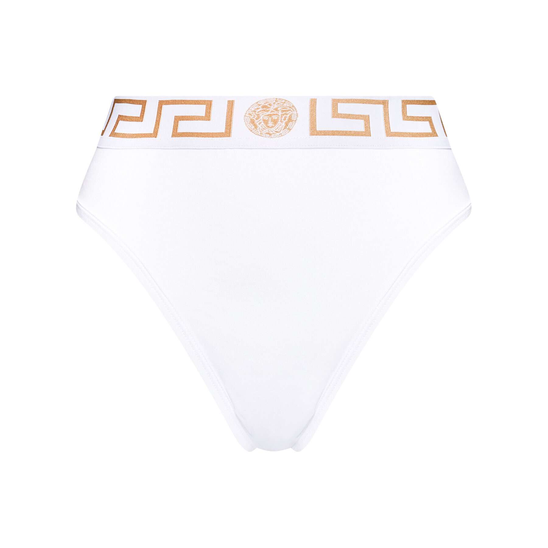 Versace Класически бикини с висока талия Greca Border AUD01050 Бял - Pepit.bg