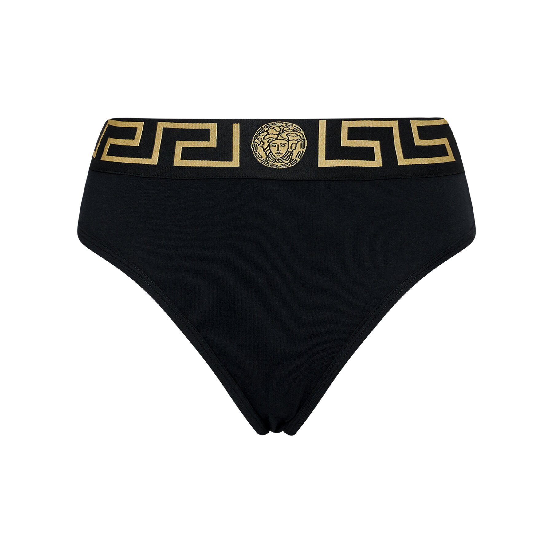 Versace Класически бикини с висока талия Greca Border AUD01050 Черен - Pepit.bg