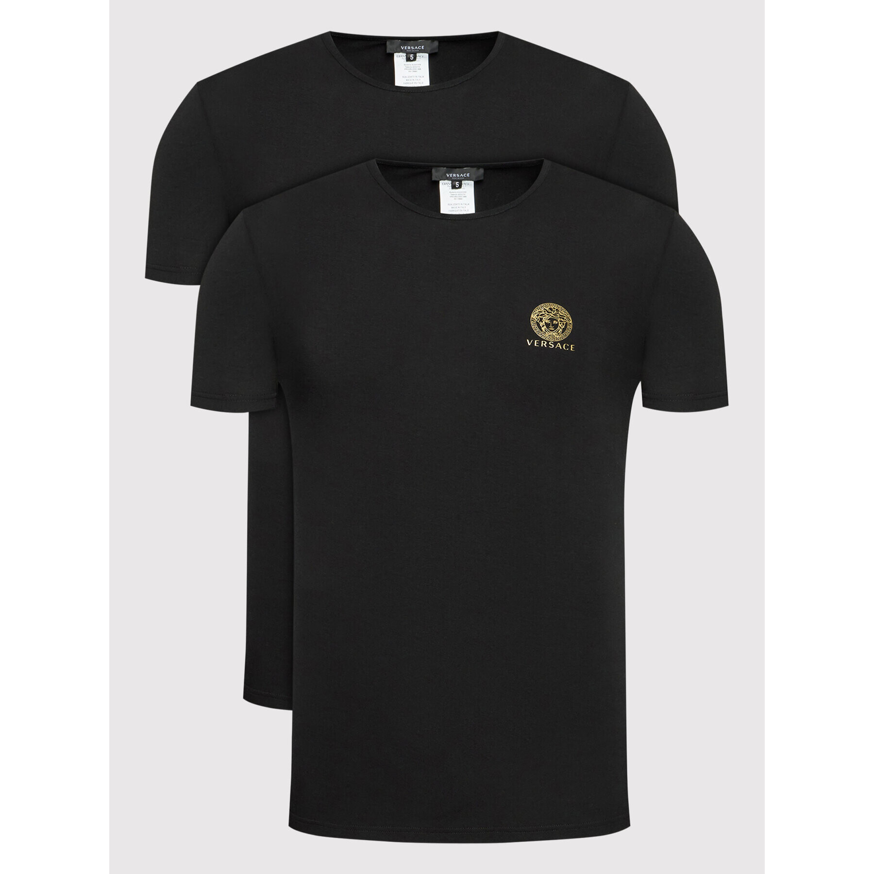 Versace Комплект 2 тишъртки AU10193 Черен Slim Fit - Pepit.bg