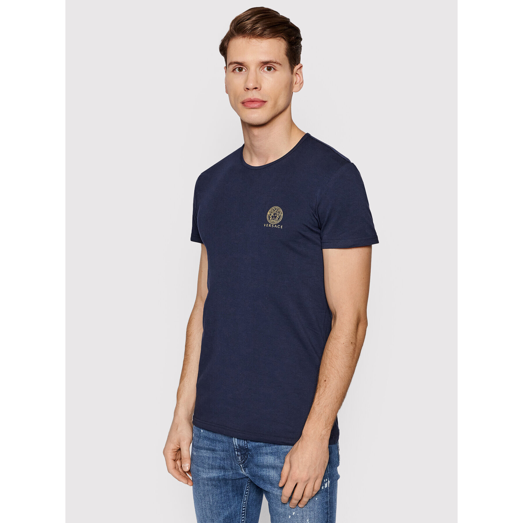 Versace Комплект 2 тишъртки AU10193 Тъмносин Slim Fit - Pepit.bg