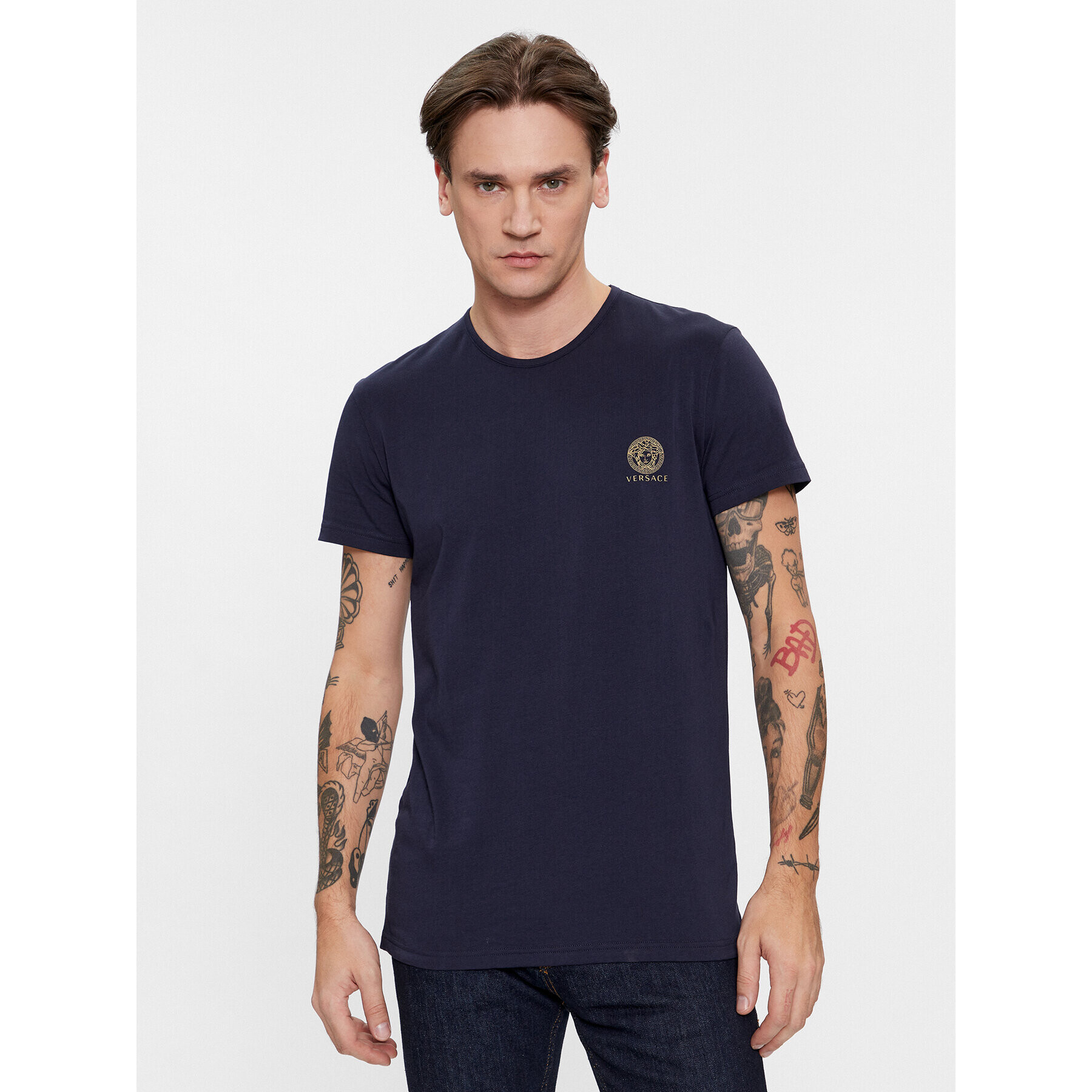 Versace Комплект 2 тишъртки AU10193 Цветен Slim Fit - Pepit.bg