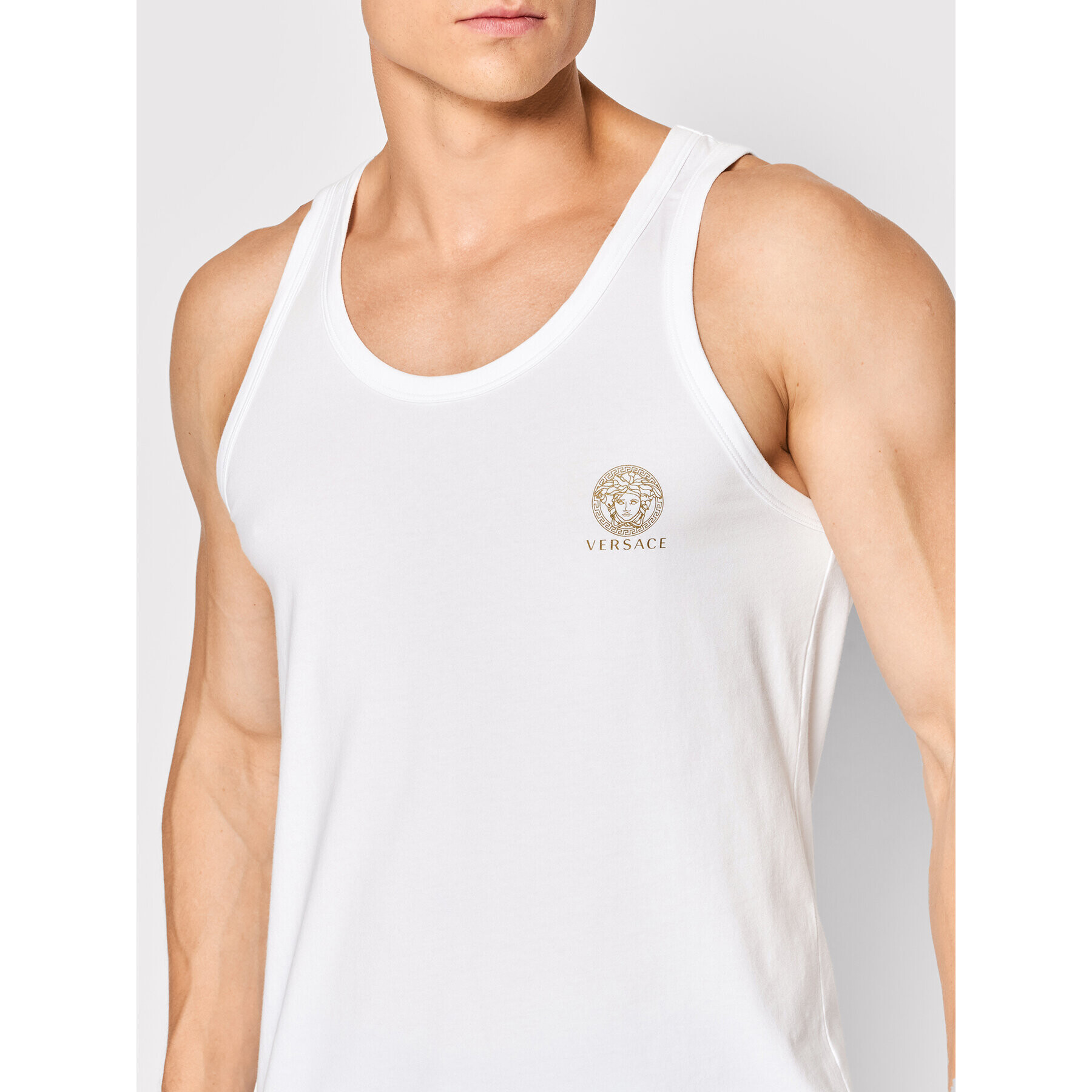 Versace Мъжки топ Medusa AUU01012 Бял Regular Fit - Pepit.bg