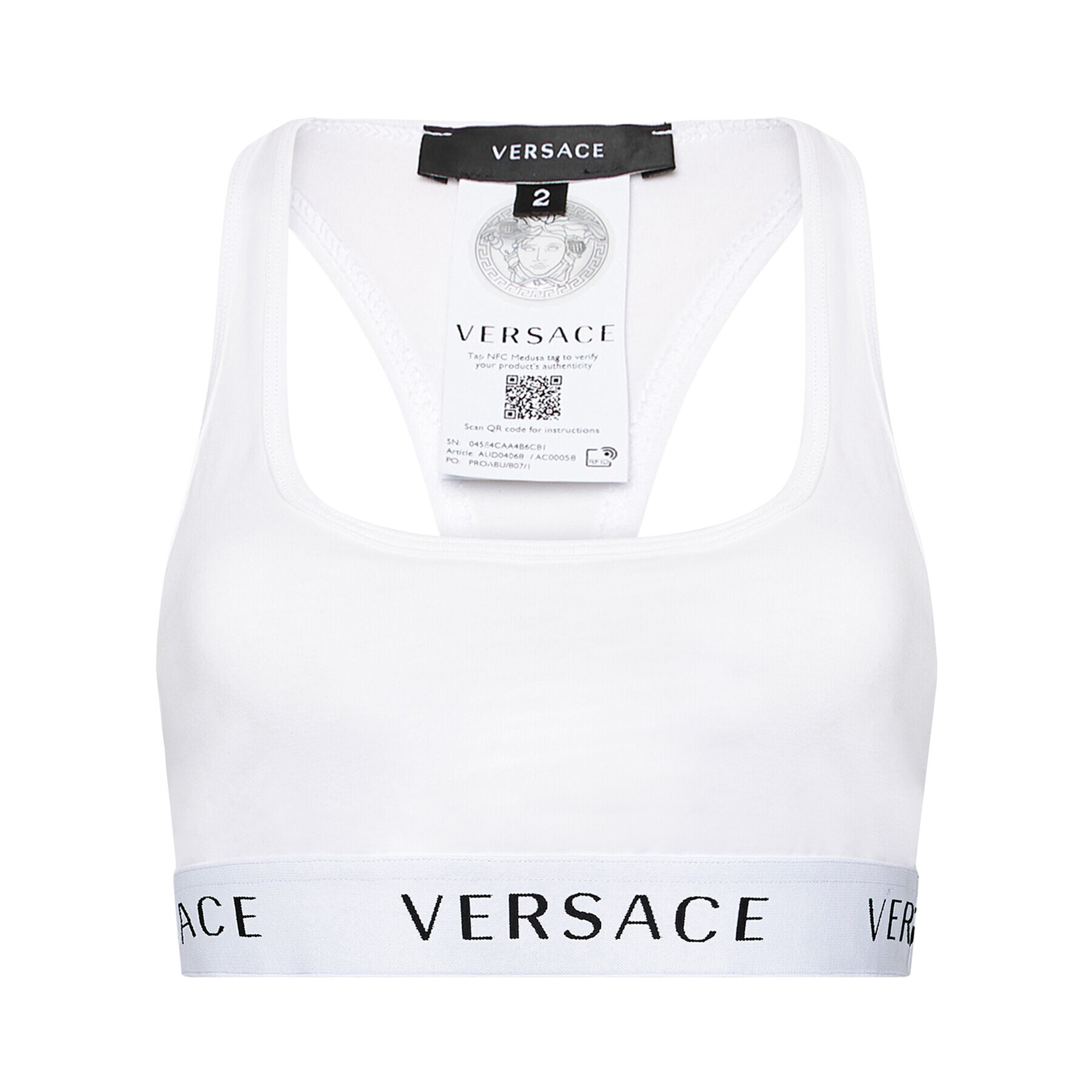 Versace Сутиен-топ Logo Sports AUD04068 Бял - Pepit.bg