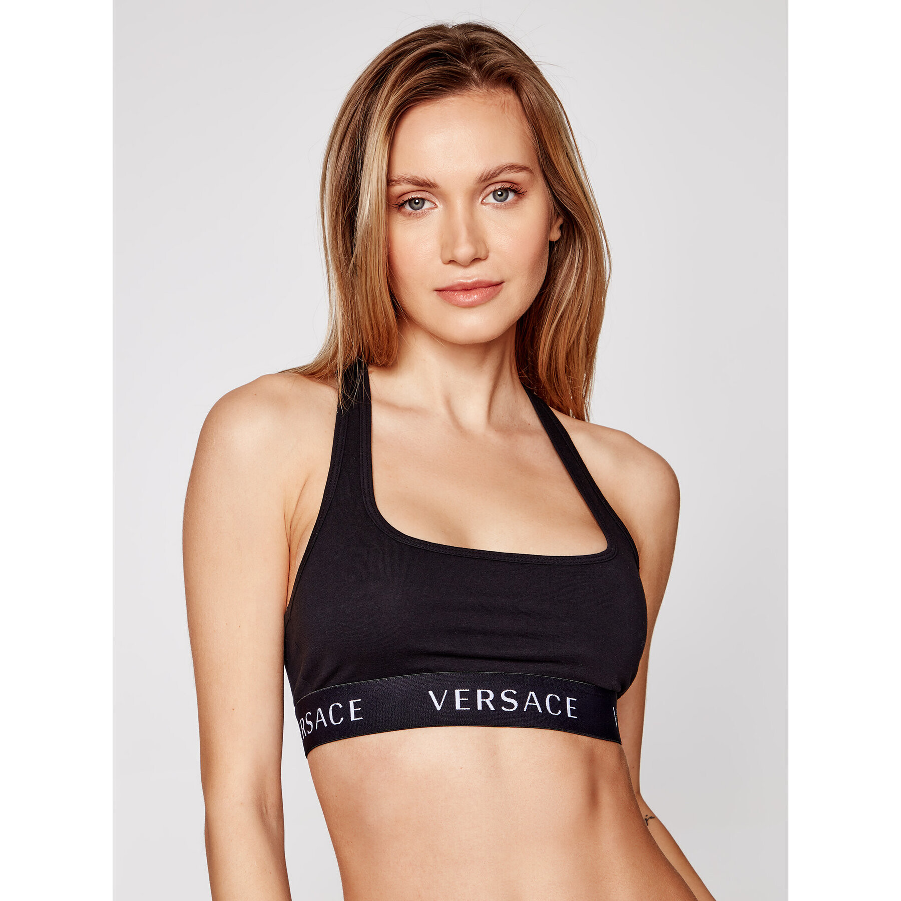 Versace Сутиен-топ Logo Sports AUD04068 Черен - Pepit.bg