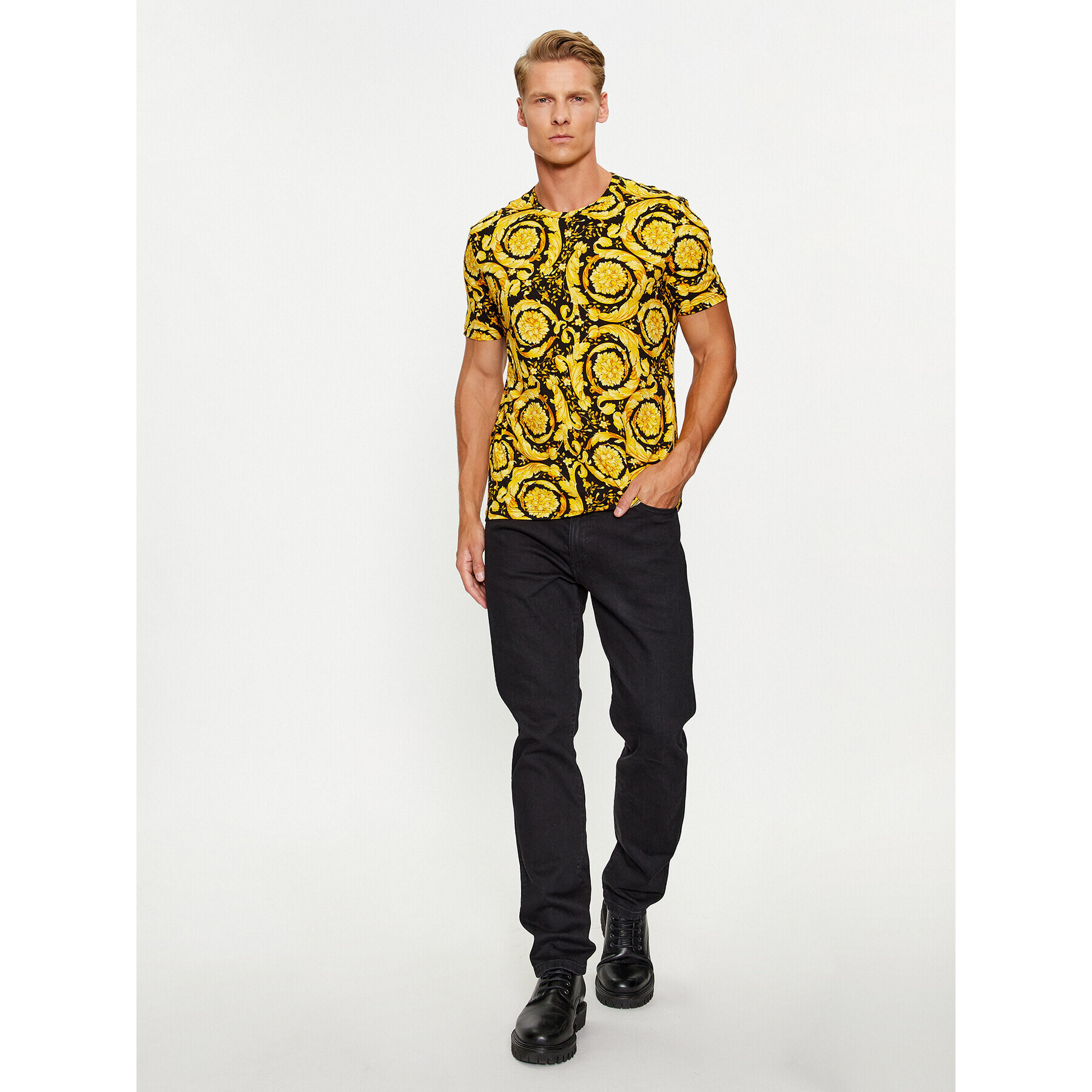 Versace Тишърт 1000959 Жълт Regular Fit - Pepit.bg