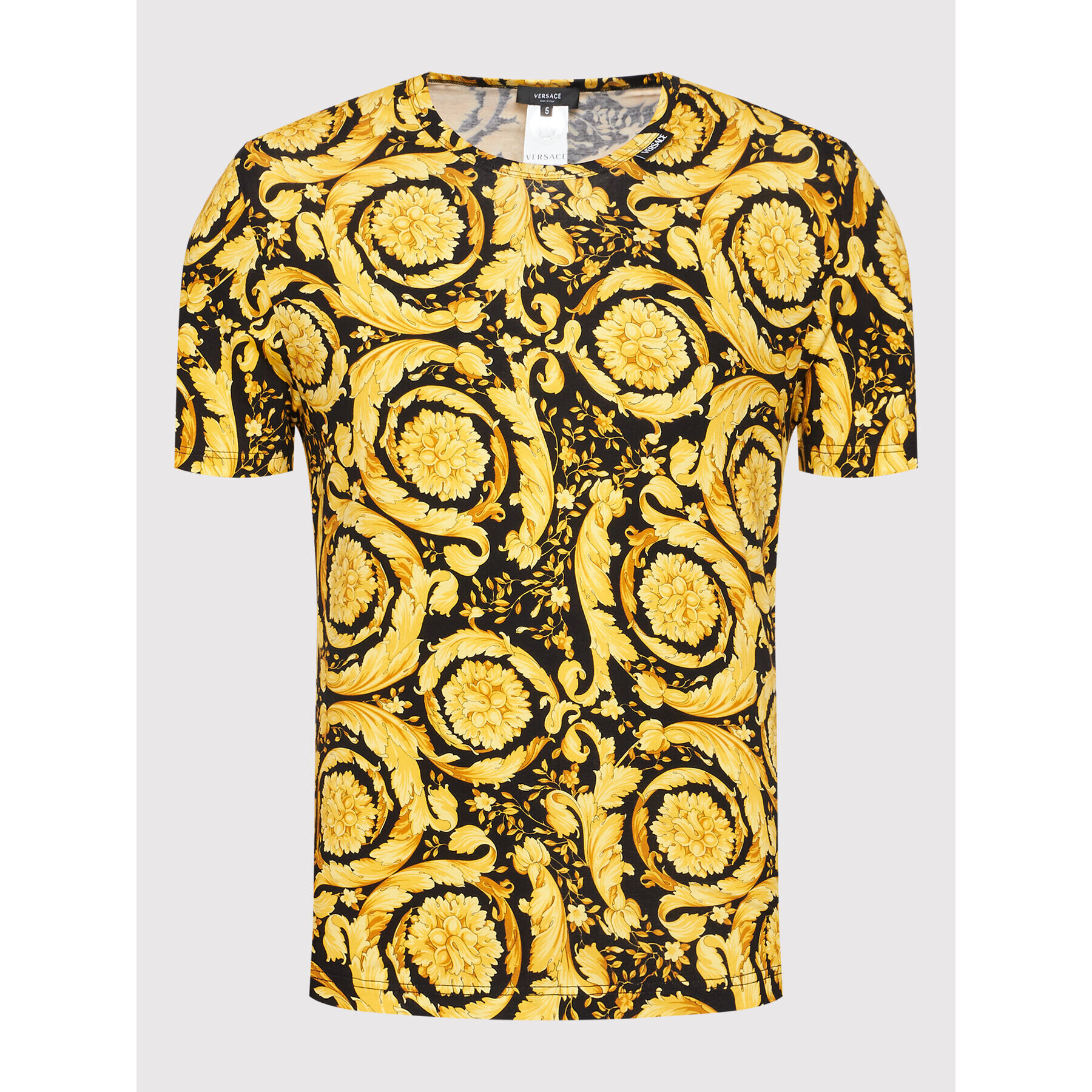 Versace Тишърт Barocco Print 1000959 Жълт Regular Fit - Pepit.bg