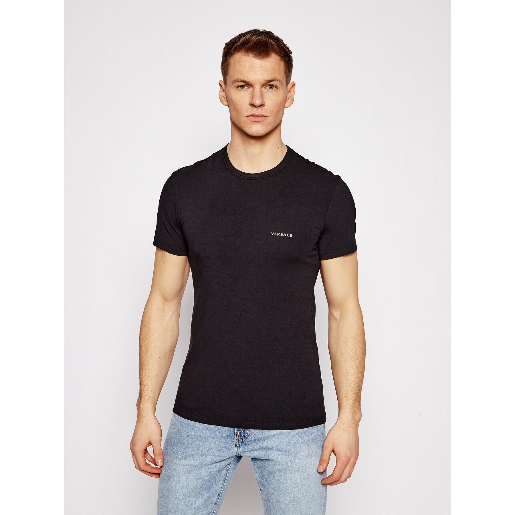 Versace Тишърт Mc Girocollo AUU04023 Черен Slim Fit - Pepit.bg