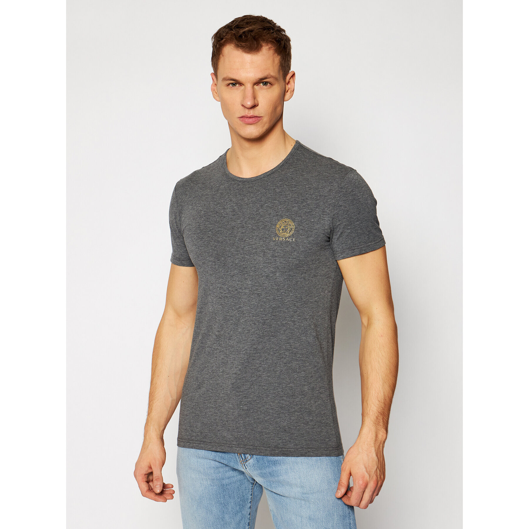 Versace Тишърт Medusa AUU01005 Сив Regular Fit - Pepit.bg