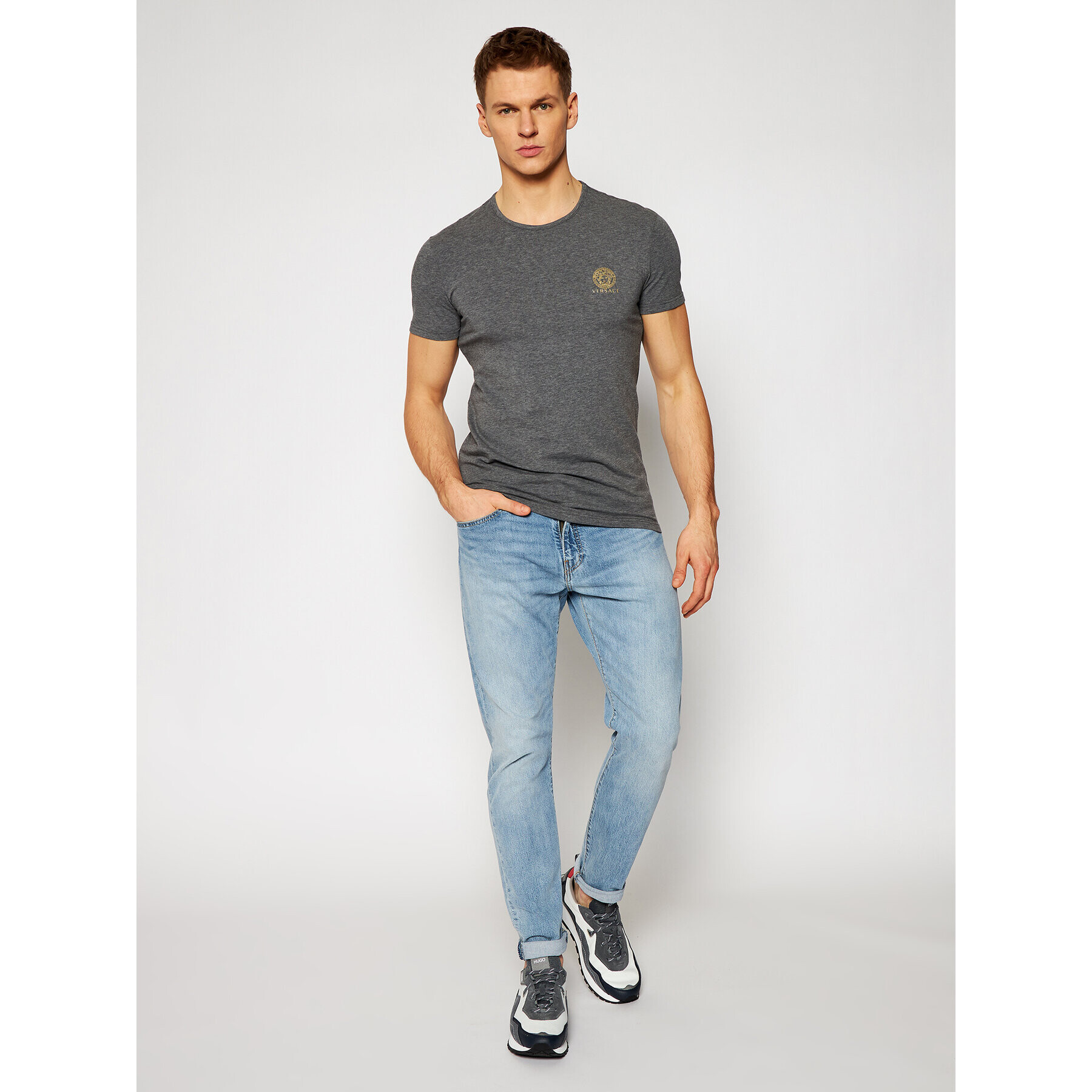 Versace Тишърт Medusa AUU01005 Сив Regular Fit - Pepit.bg