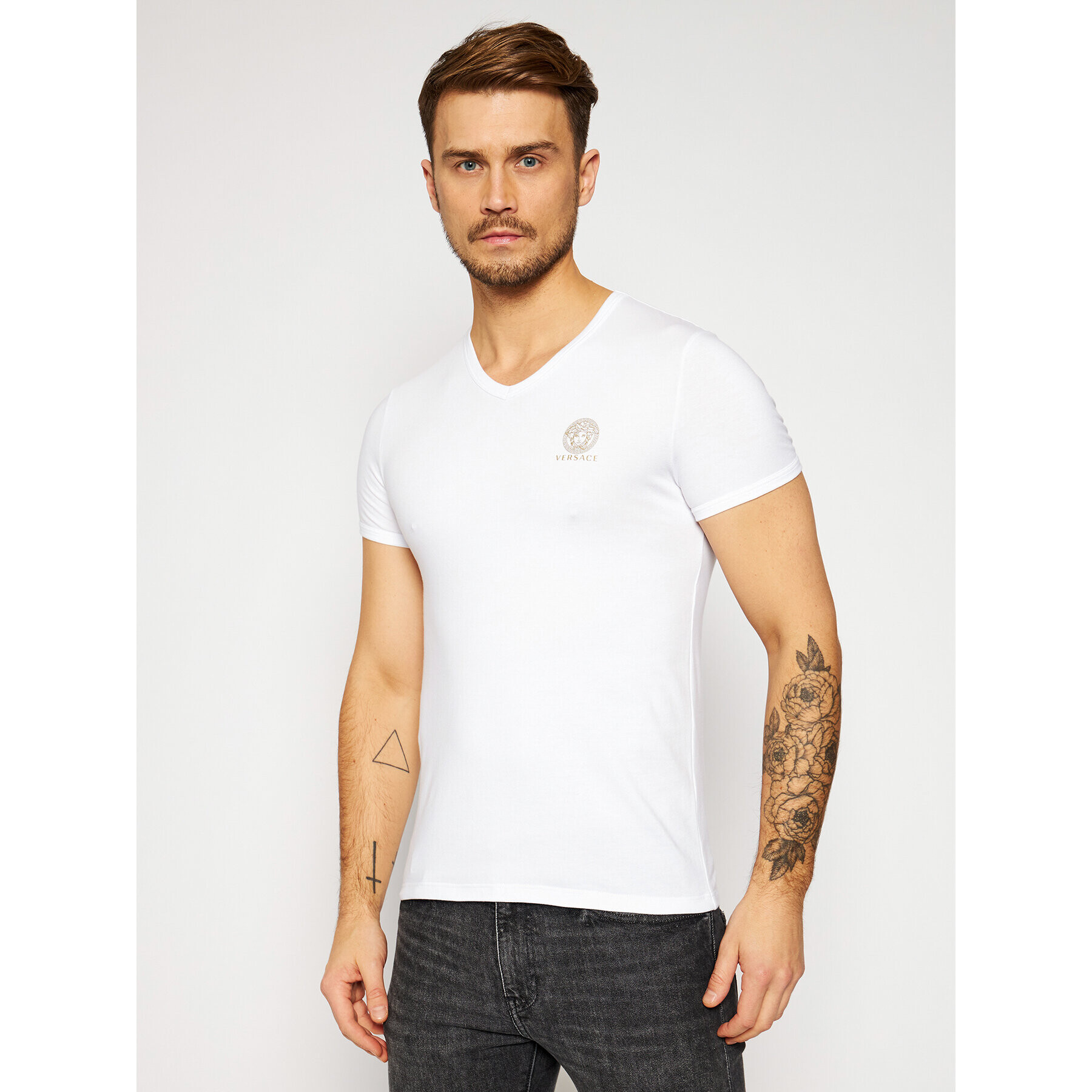 Versace Тишърт Scollo AUU01004 Бял Regular Fit - Pepit.bg