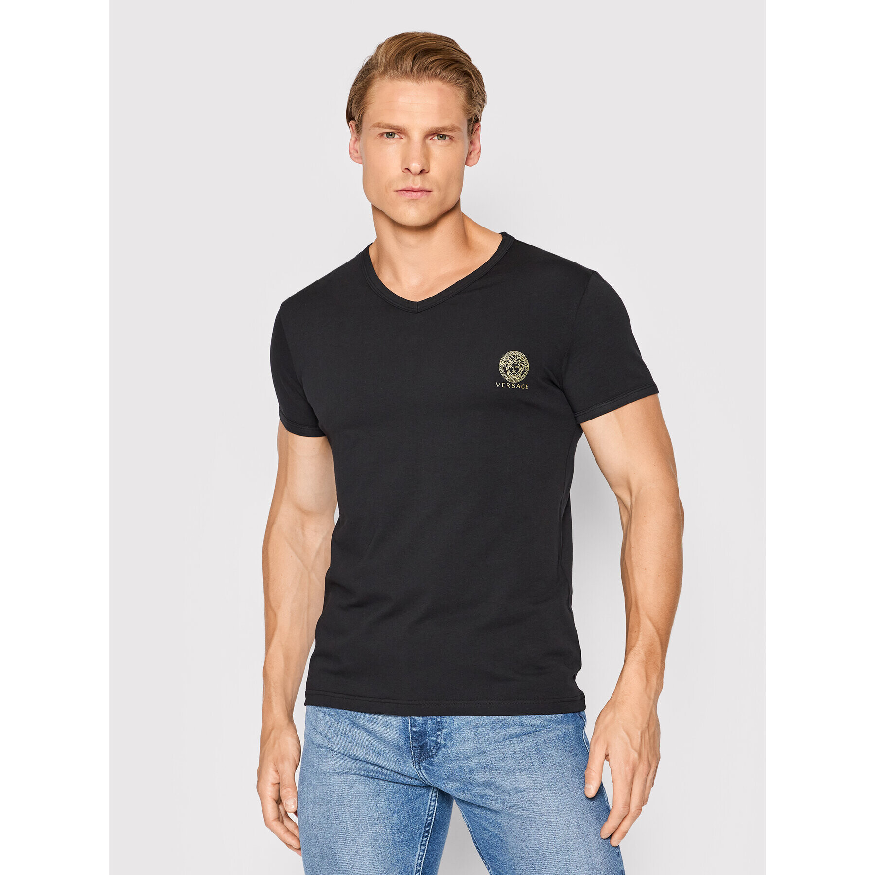 Versace Тишърт Scollo AUU01004 Черен Regular Fit - Pepit.bg