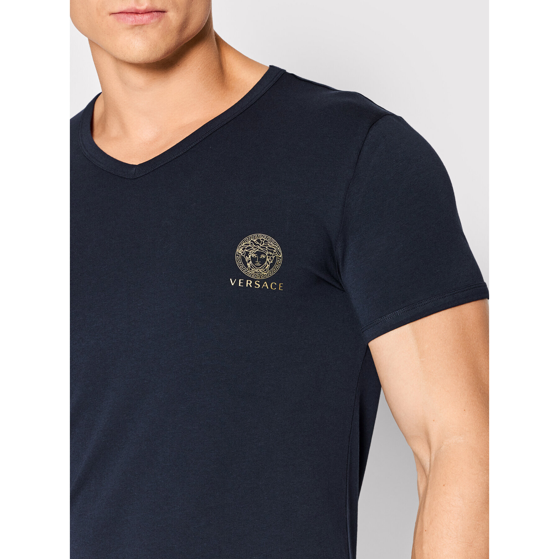 Versace Тишърт Scollo AUU01004 Тъмносин Regular Fit - Pepit.bg