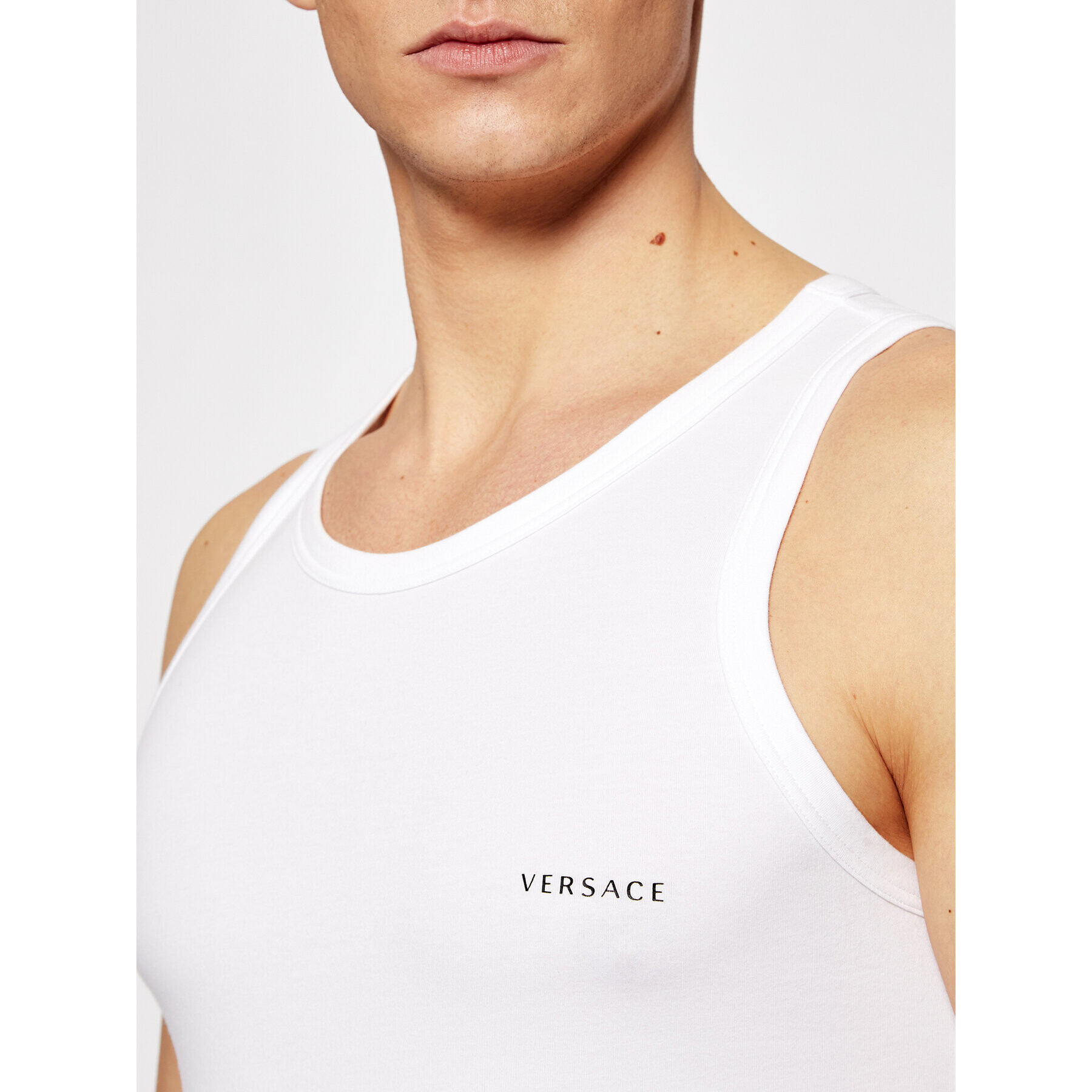 Versace Мъжки топ Canotta AUU04022 Бял Slim Fit - Pepit.bg