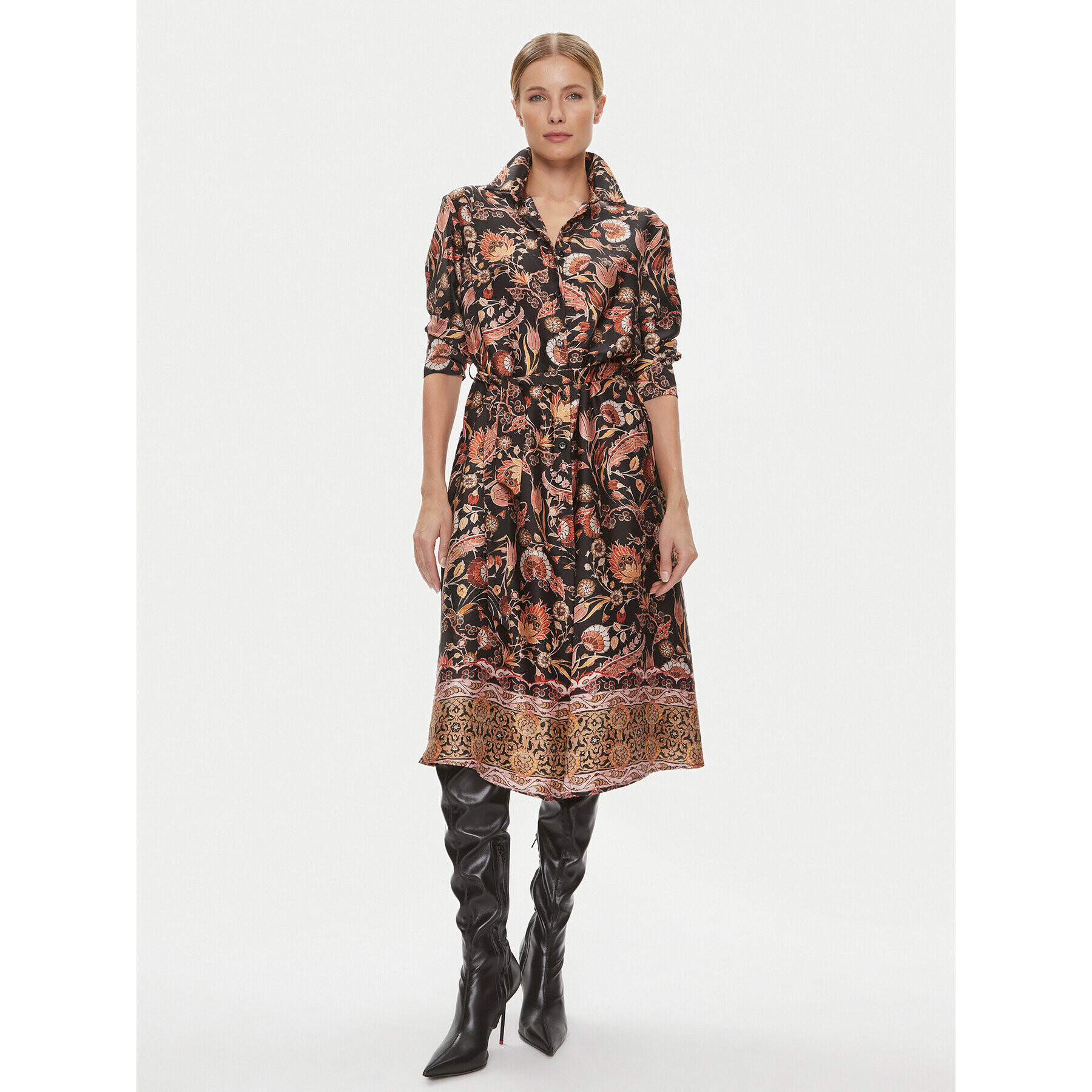 ViCOLO Рокля тип риза TR0628 Черен Regular Fit - Pepit.bg