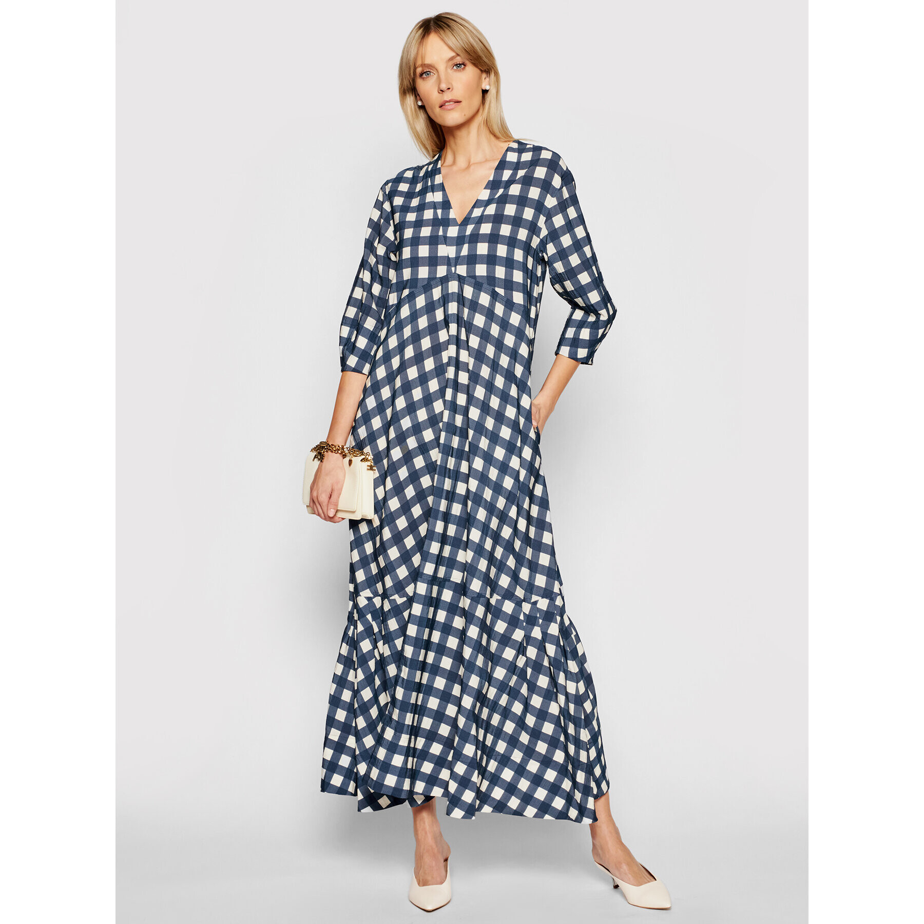 Victoria Victoria Beckham Ежедневна рокля Printed Faille 2221WDR002595A Тъмносин Relaxed Fit - Pepit.bg