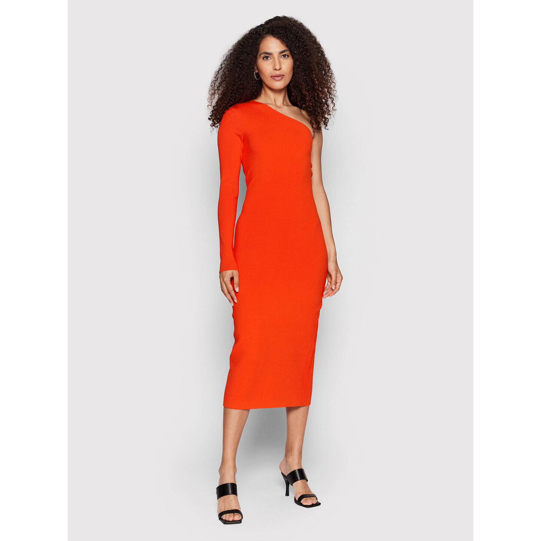 Victoria Victoria Beckham Коктейлна рокля One Shoulder 1222KDR003593A Оранжев Slim Fit - Pepit.bg