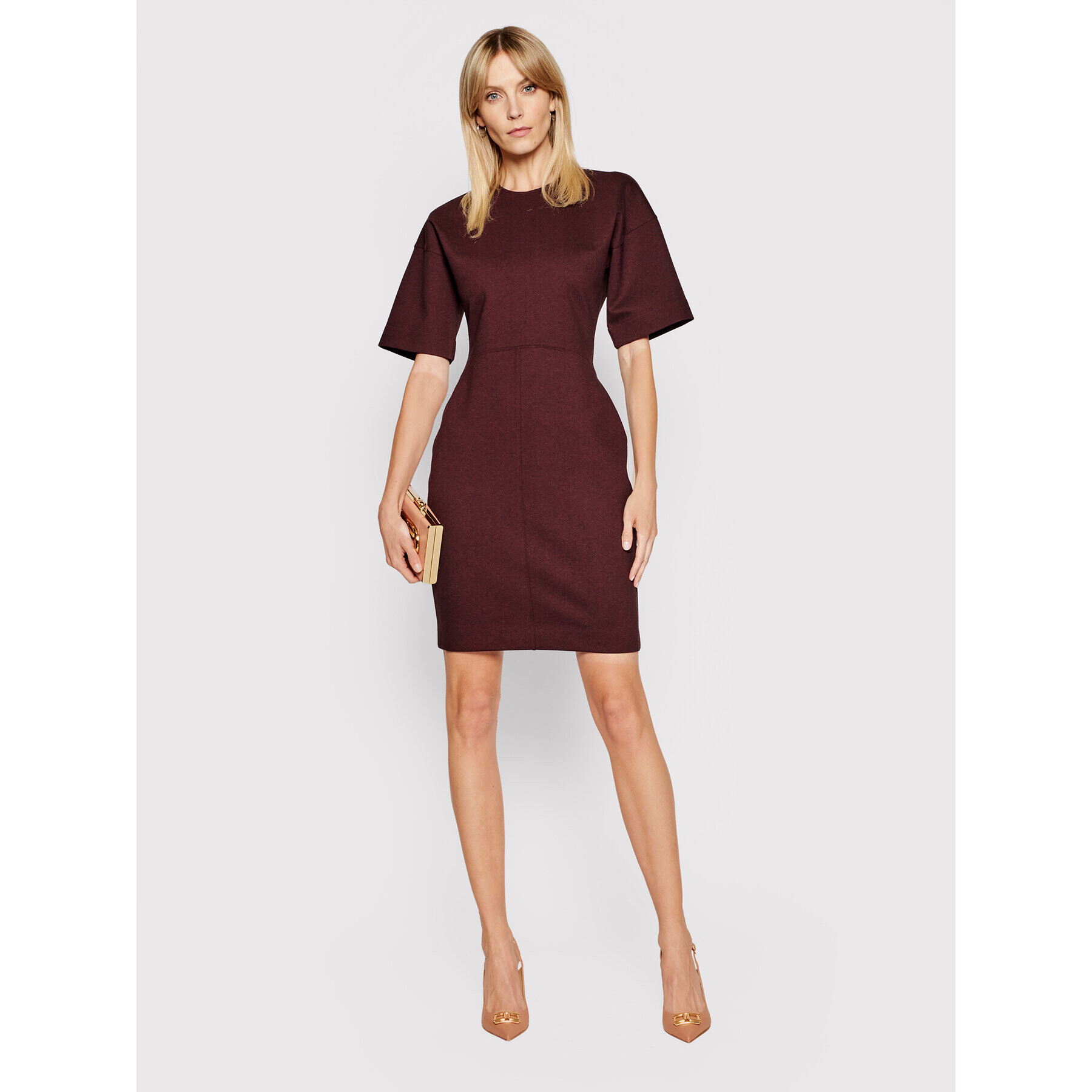 Victoria Victoria Beckham Плетена рокля Ponti 2221JDR002477A Бордо Slim Fit - Pepit.bg