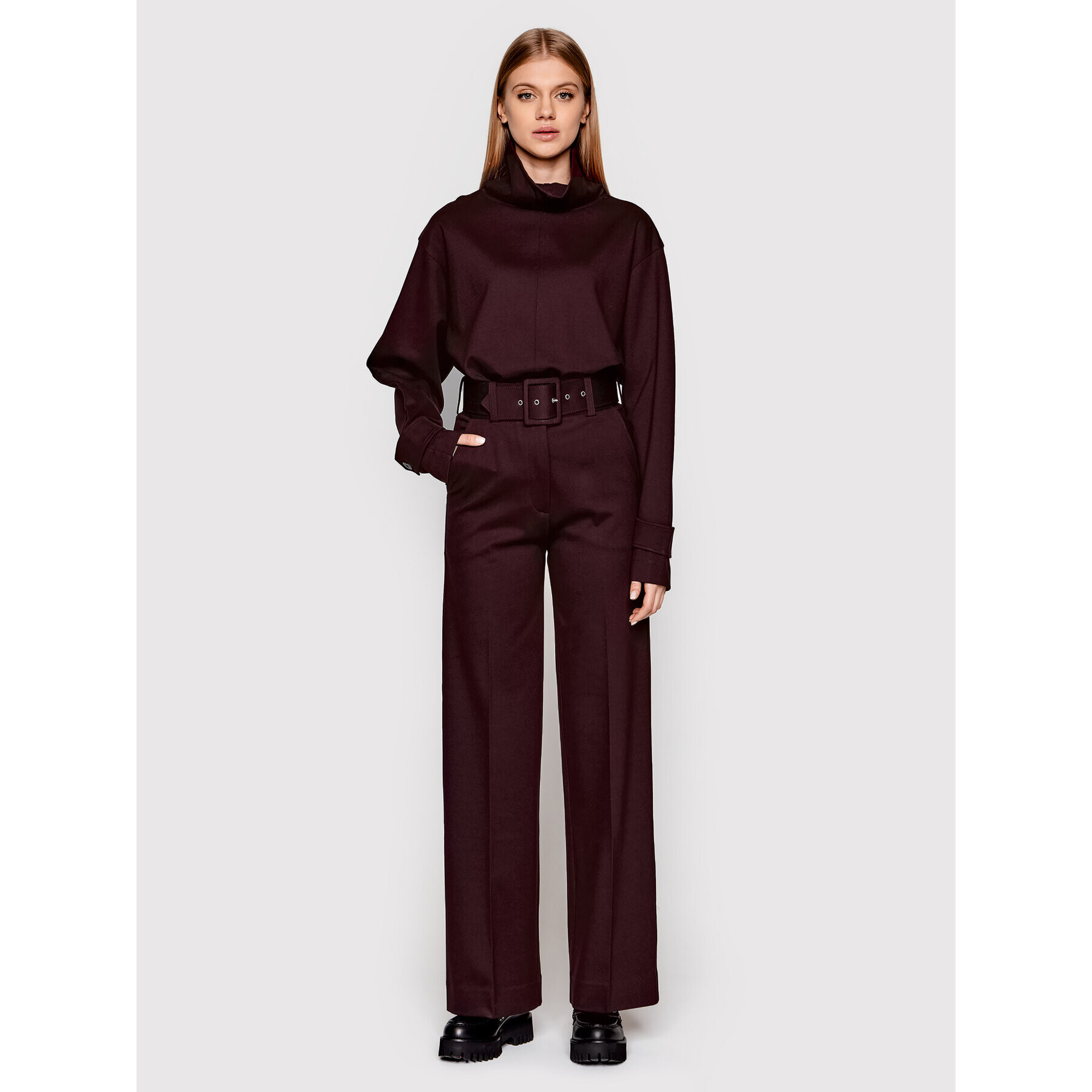 Victoria Victoria Beckham Поло High 1122JTP003285A Бордо Regular Fit - Pepit.bg