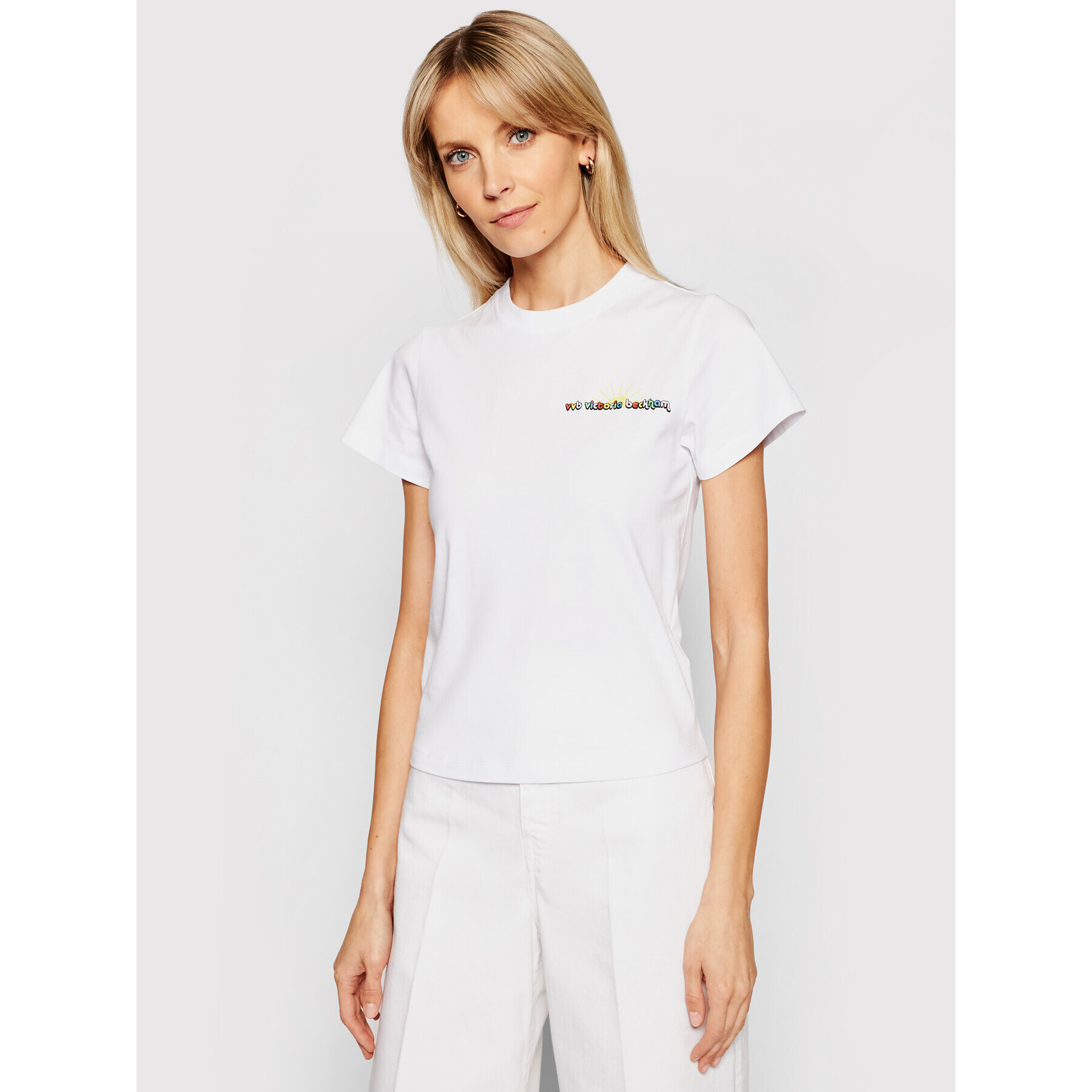 Victoria Victoria Beckham Тишърт Organic Single 2221JTS002507A Бял Regular Fit - Pepit.bg