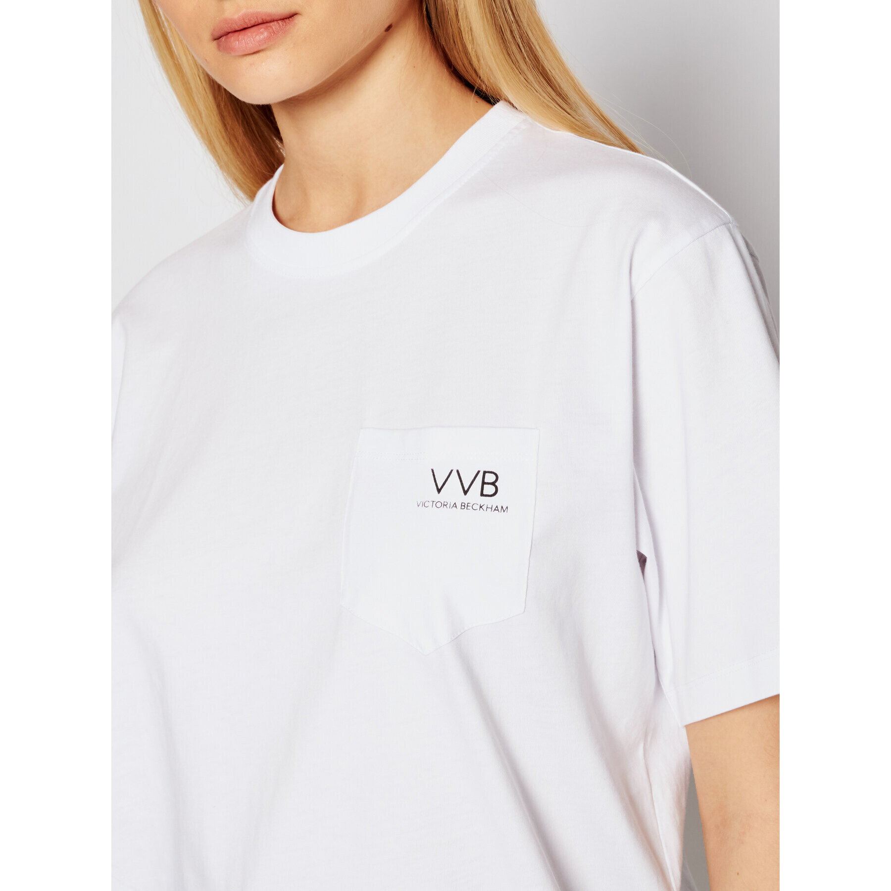 Victoria Victoria Beckham Тишърт Pocket Logo 2221JTS002554A Бял Regular Fit - Pepit.bg