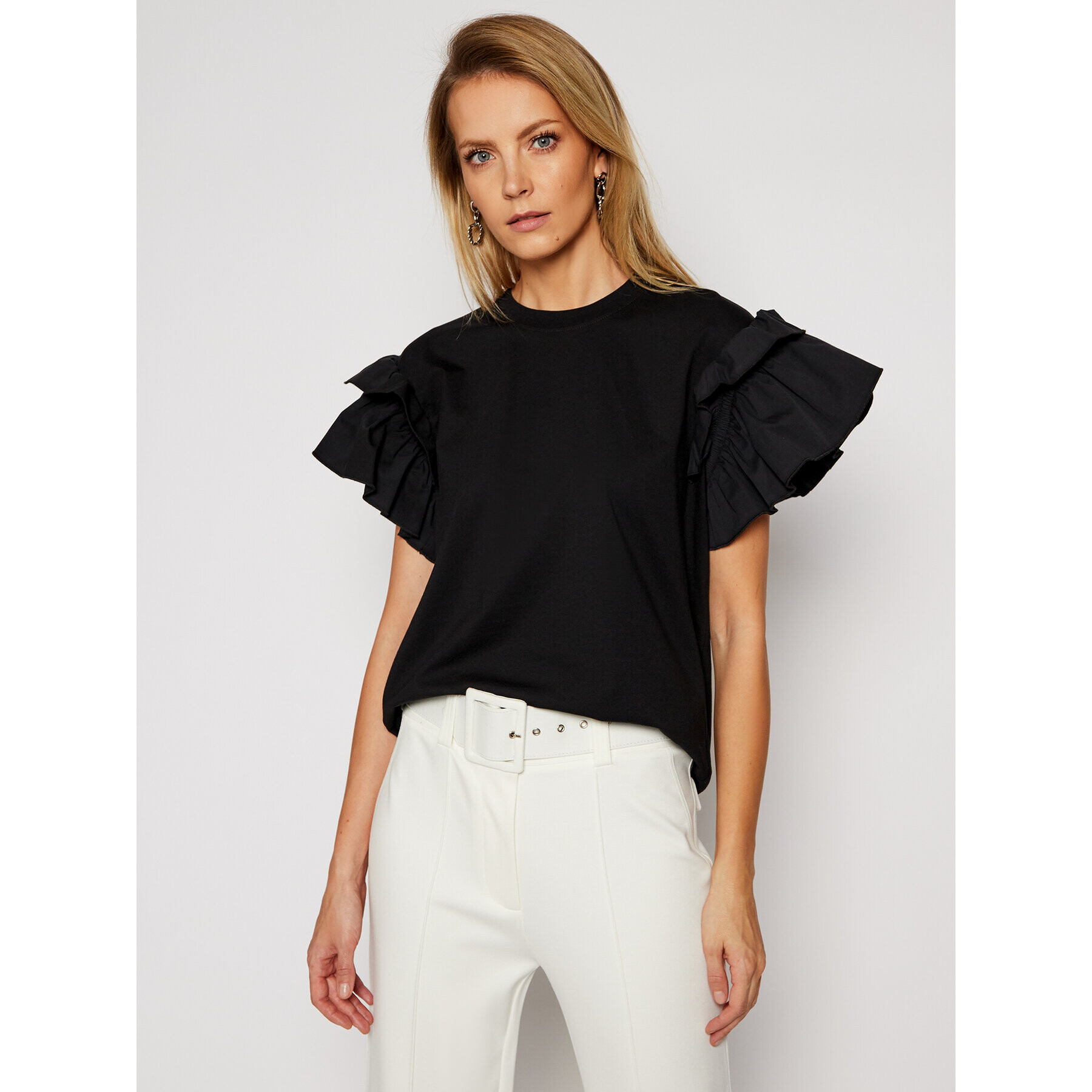 Victoria Victoria Beckham Тишърт Single 2121JTS002406A Черен Regular Fit - Pepit.bg