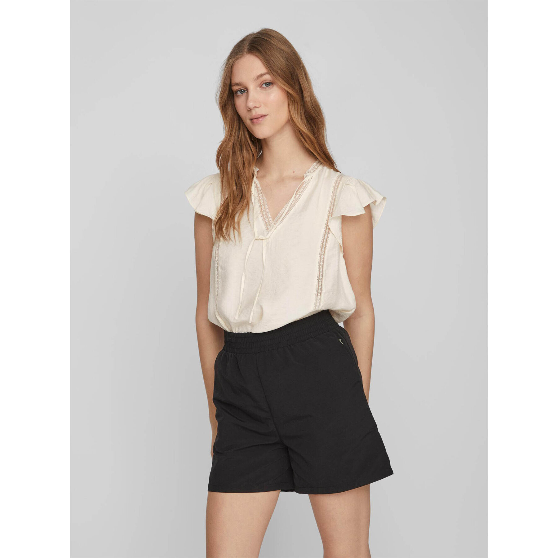 Vila Блуза Lucia 14086329 Екрю Loose Fit - Pepit.bg