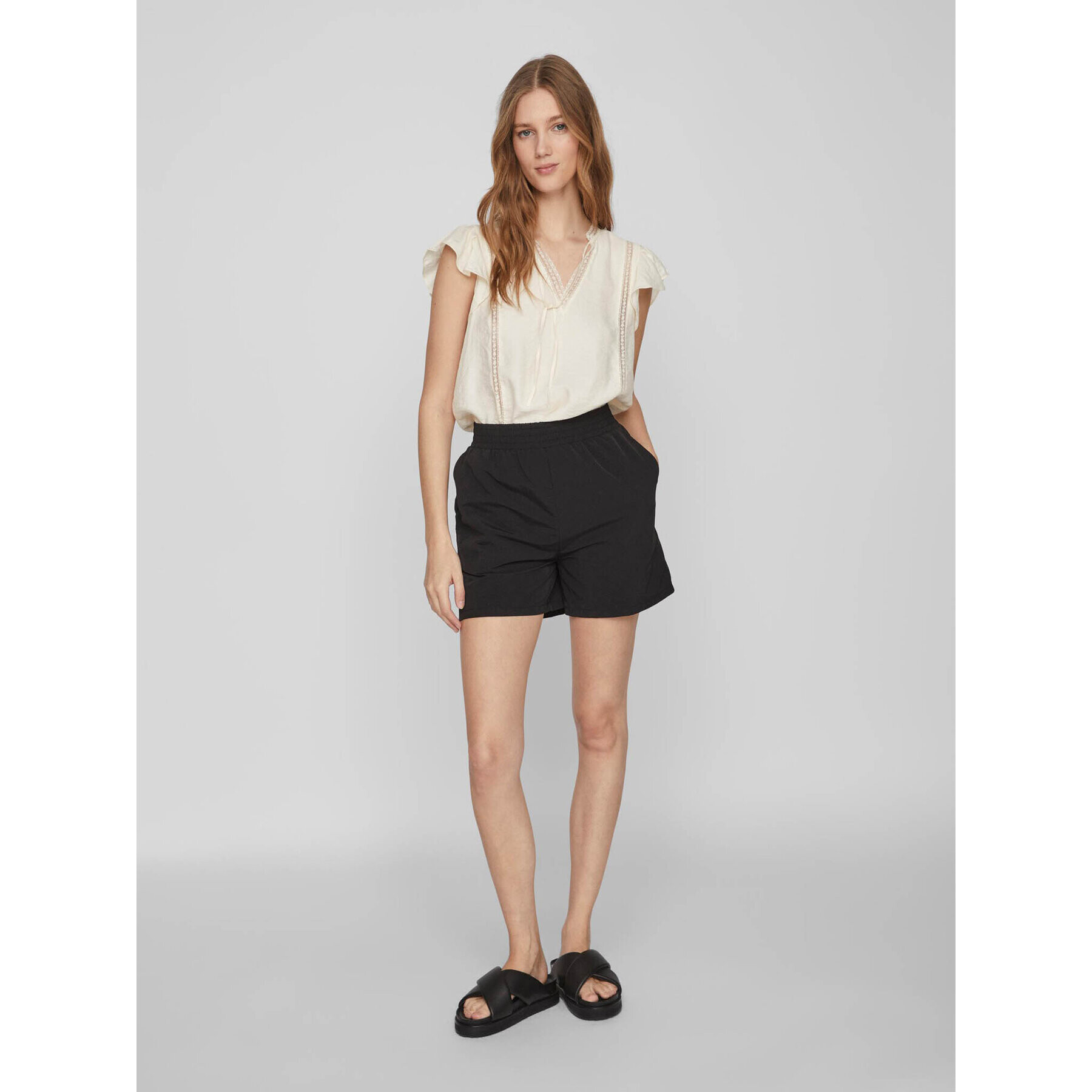 Vila Блуза Lucia 14086329 Екрю Loose Fit - Pepit.bg