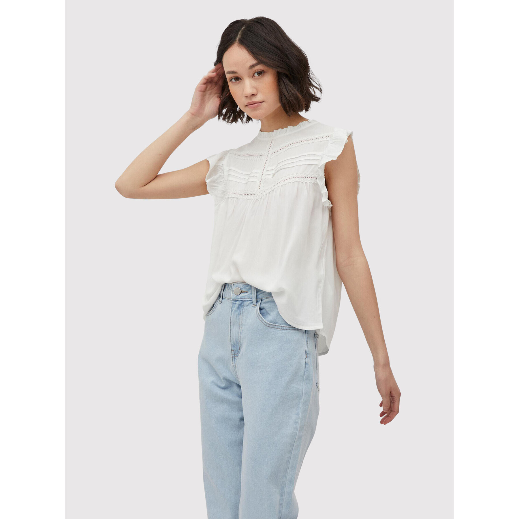 Vila Блуза Visia 14075227 Бял Loose Fit - Pepit.bg