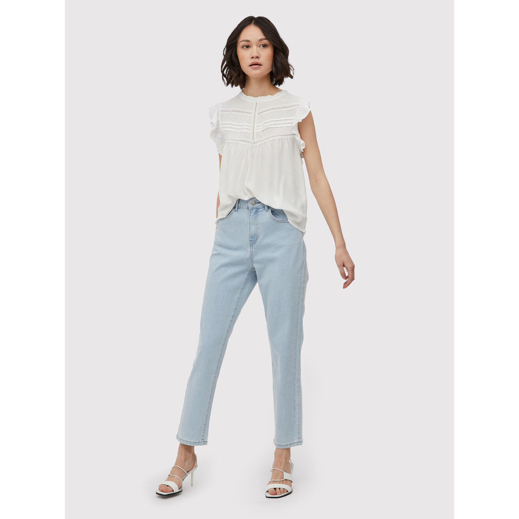 Vila Блуза Visia 14075227 Бял Loose Fit - Pepit.bg