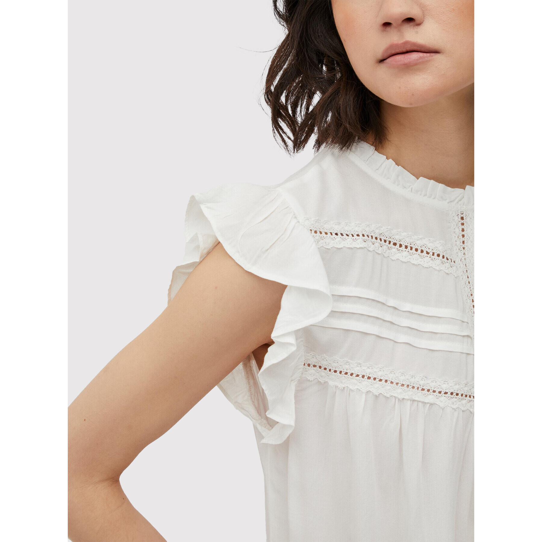 Vila Блуза Visia 14075227 Бял Loose Fit - Pepit.bg