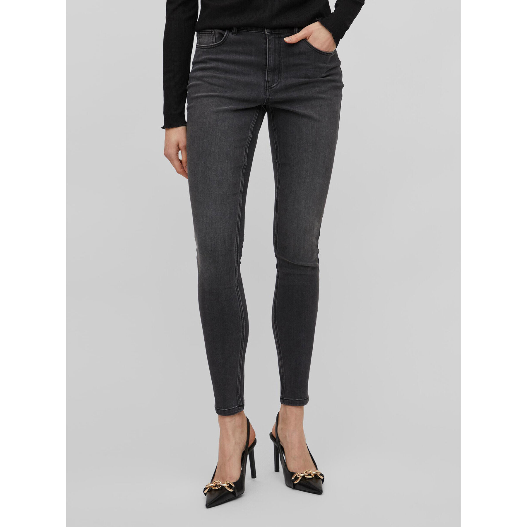 Vila Дънки Sarah 14084763 Сив Skinny Fit - Pepit.bg