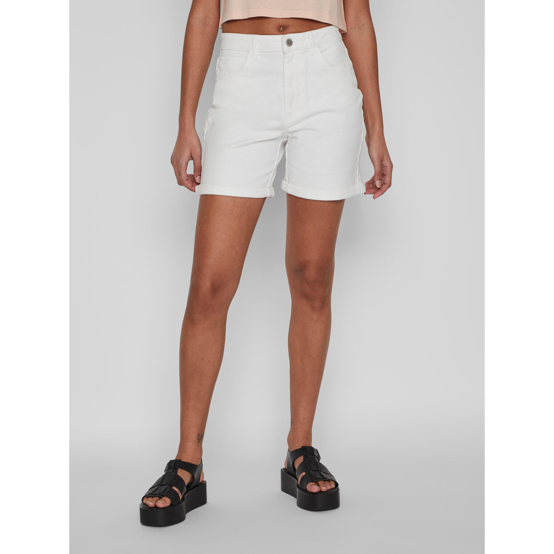 Vila Дънкови шорти Jo 14084721 Бял Regular Fit - Pepit.bg