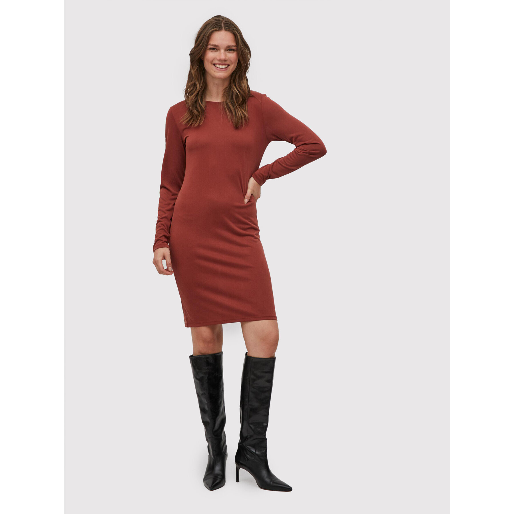 Vila Ежедневна рокля Modala 14075489 Червен Slim Fit - Pepit.bg
