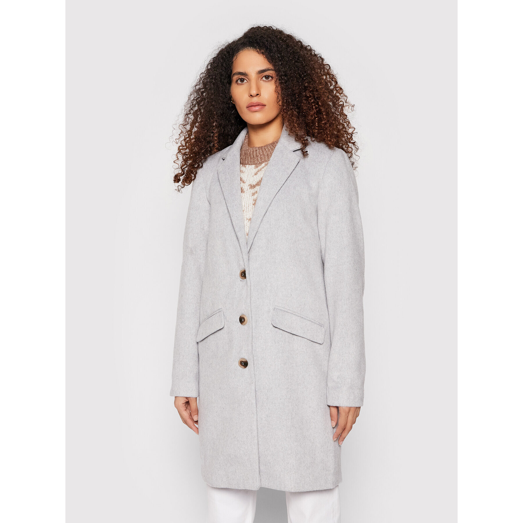 Vila Преходно палто Leovita 14056450 Сив Straight Fit - Pepit.bg