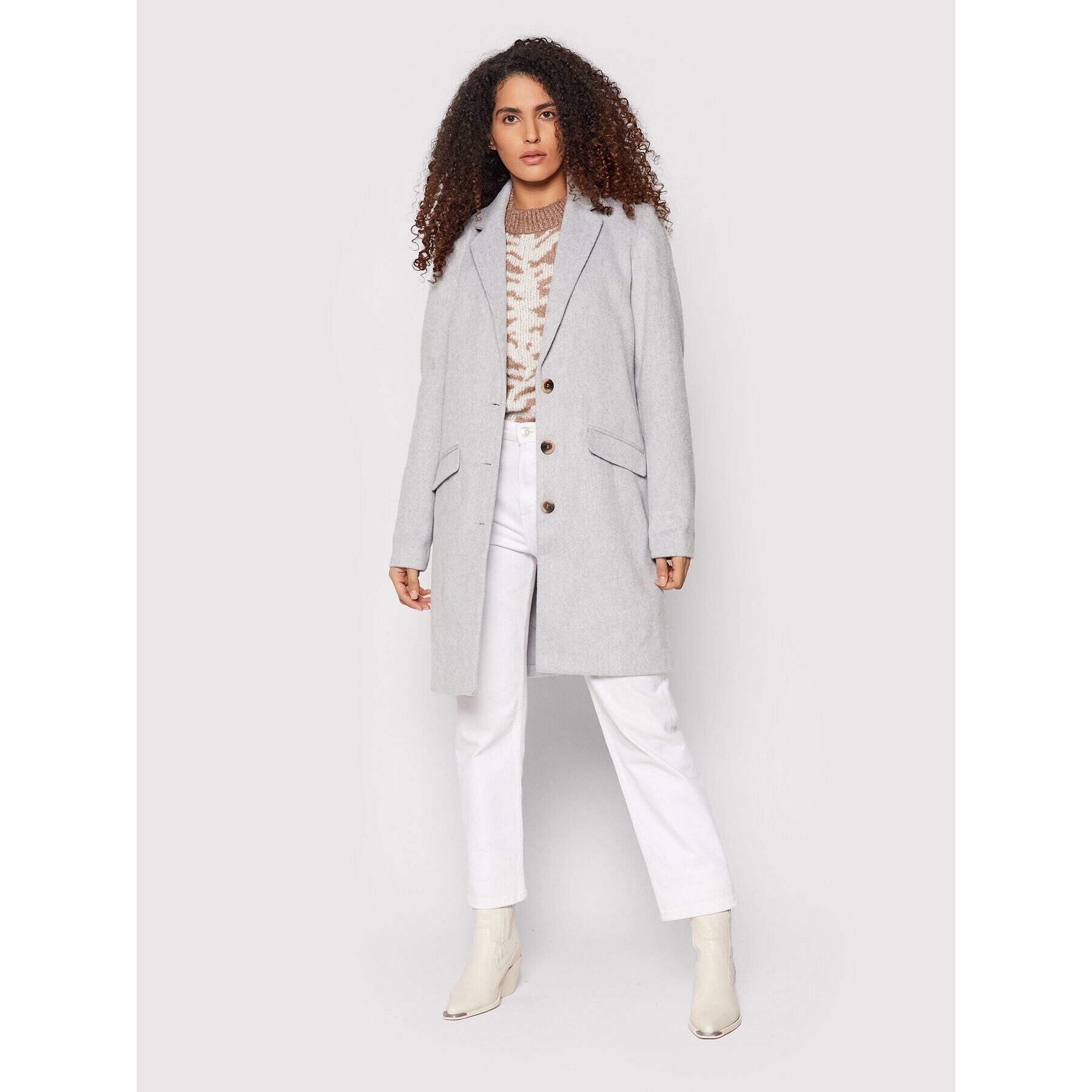 Vila Преходно палто Leovita 14056450 Сив Straight Fit - Pepit.bg