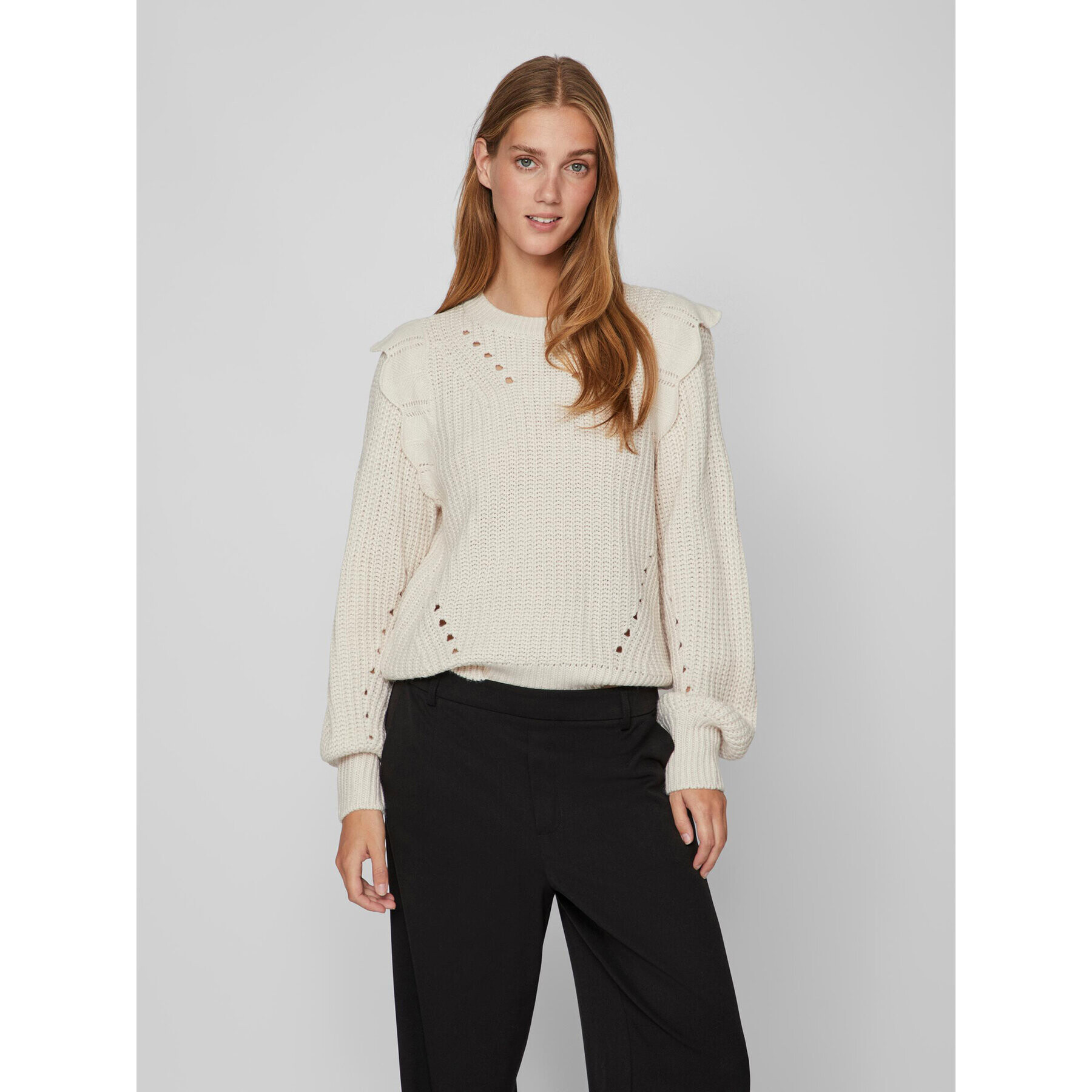 Vila Пуловер Norila 14090231 Екрю Regular Fit - Pepit.bg
