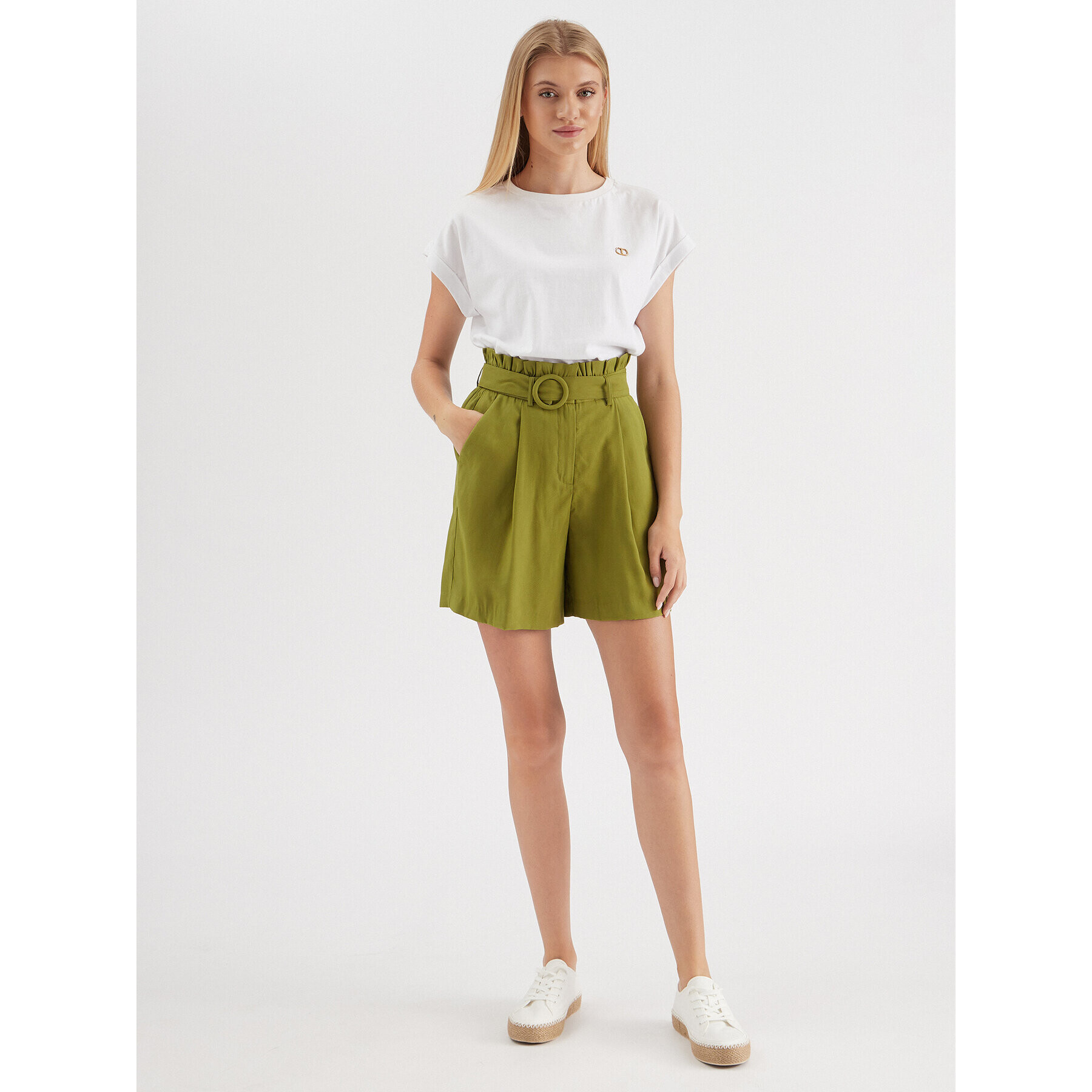 Vila Шорти от плат Ruby 14086379 Зелен Relaxed Fit - Pepit.bg