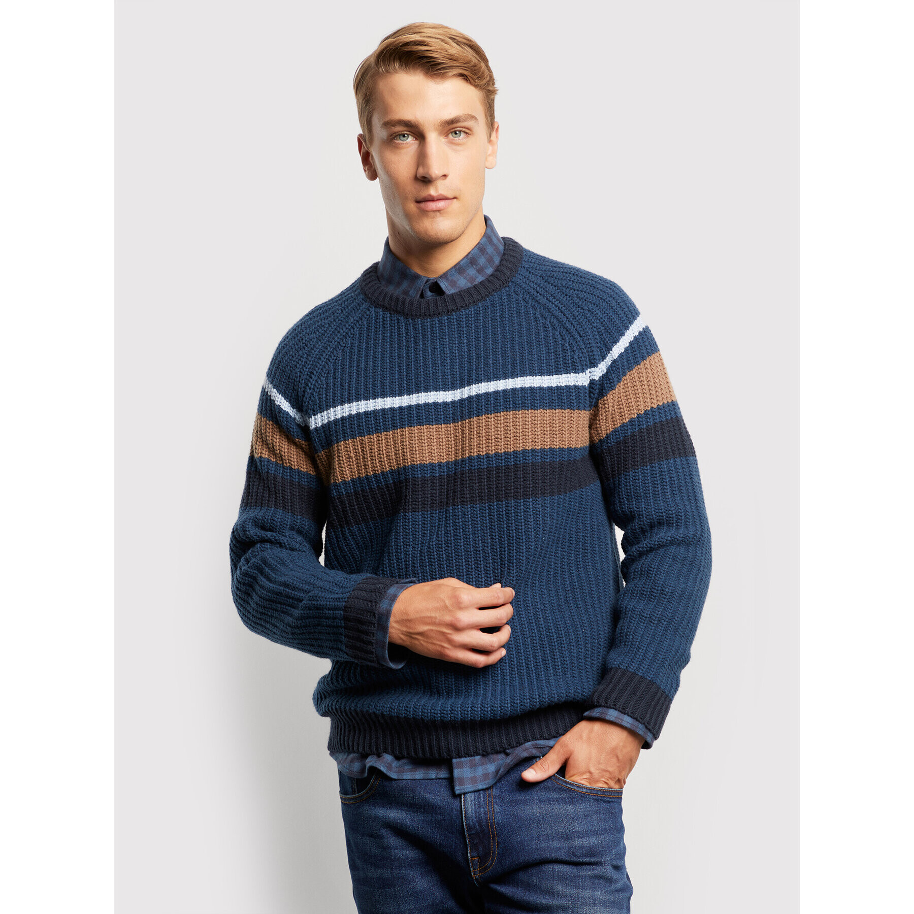 Vistula Пуловер Mr. Stripes RX1520 Тъмносин Regular Fit - Pepit.bg