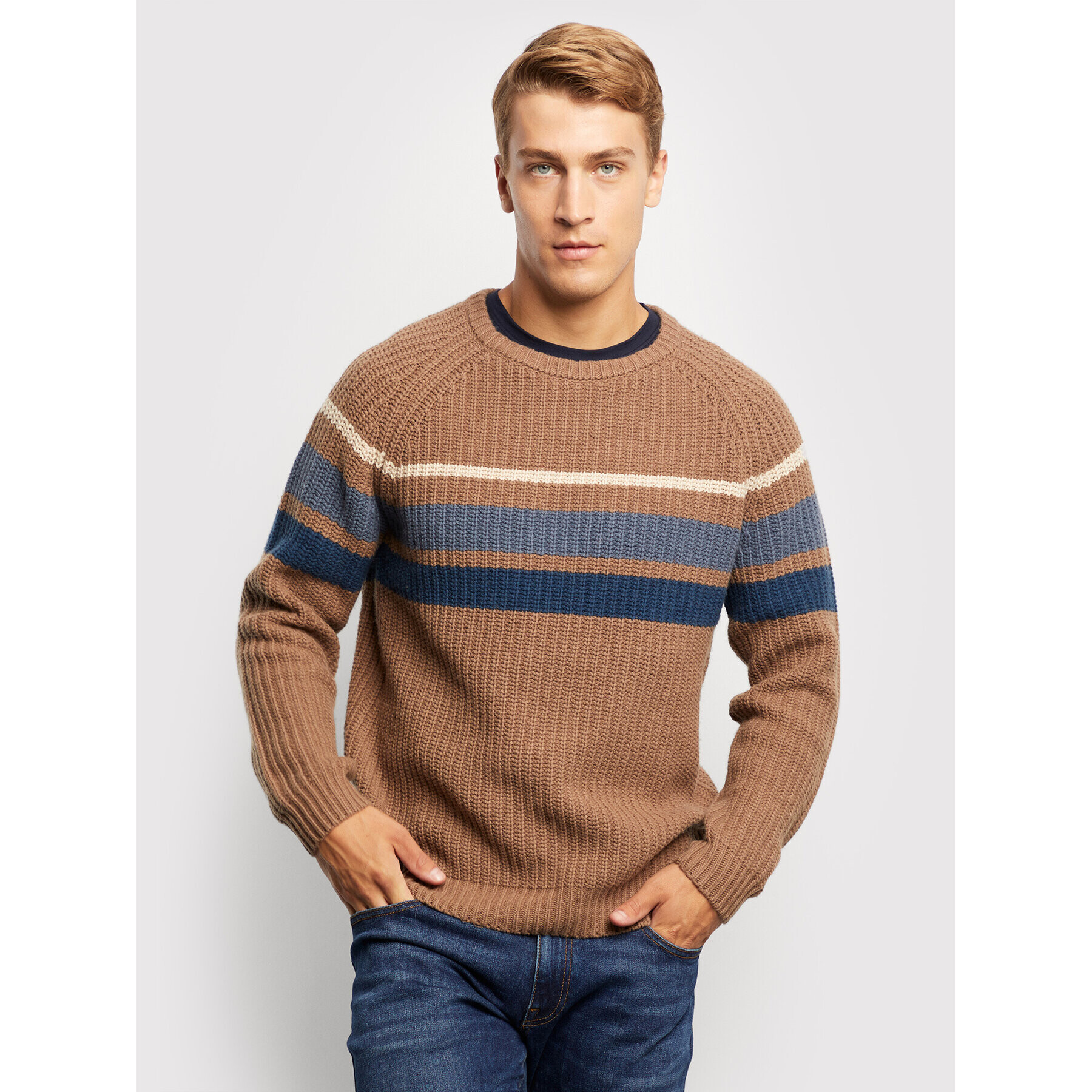 Vistula Пуловер Mr. Stripes RX1521 Кафяв Regular Fit - Pepit.bg
