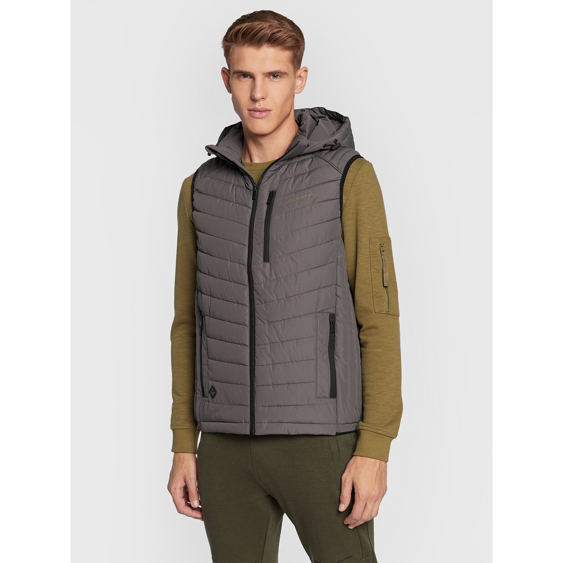 Volcano Елек V-Gori M24081-W23 Сив Regular Fit - Pepit.bg
