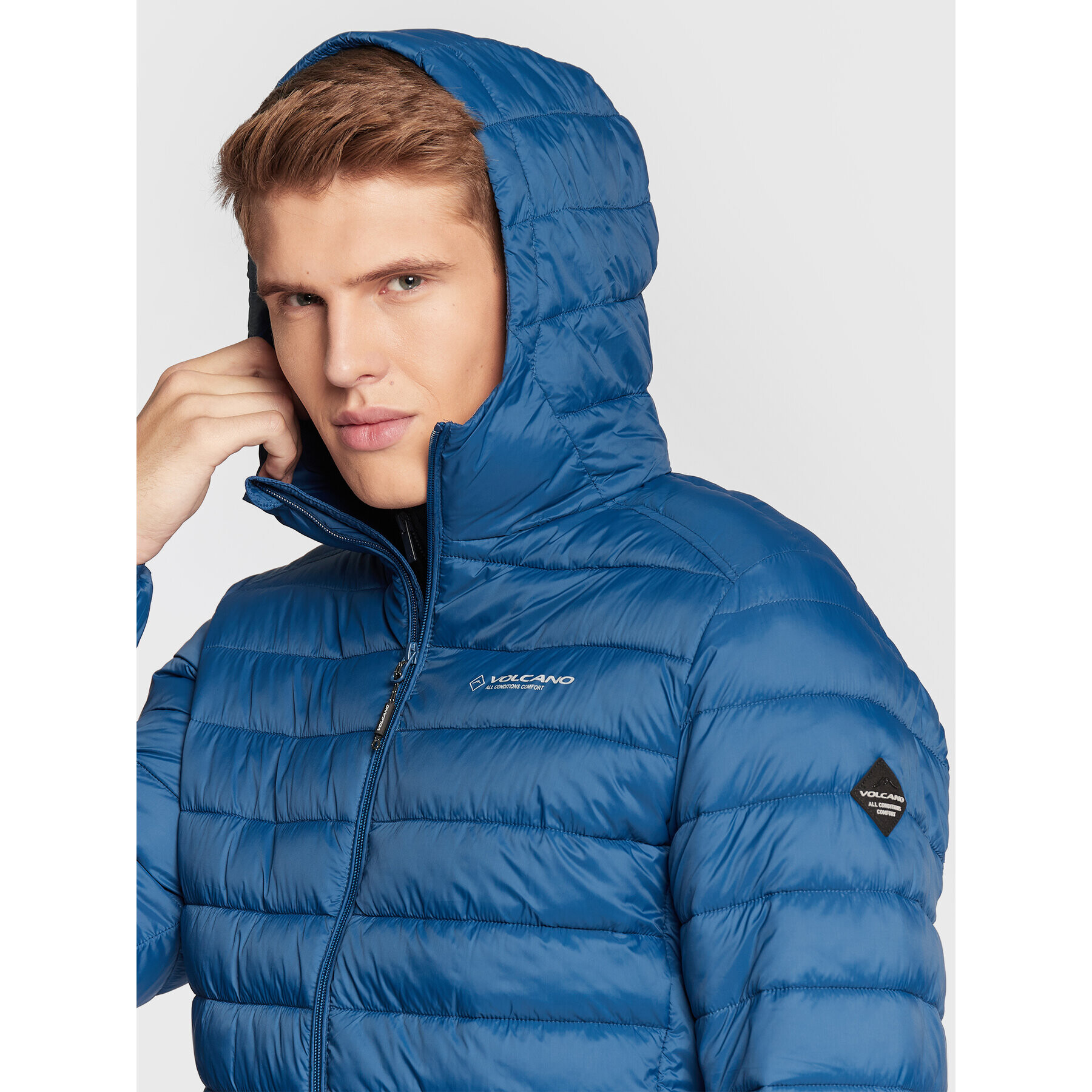 Volcano Пухено яке J-Finner M06088-W23 Син Regular Fit - Pepit.bg